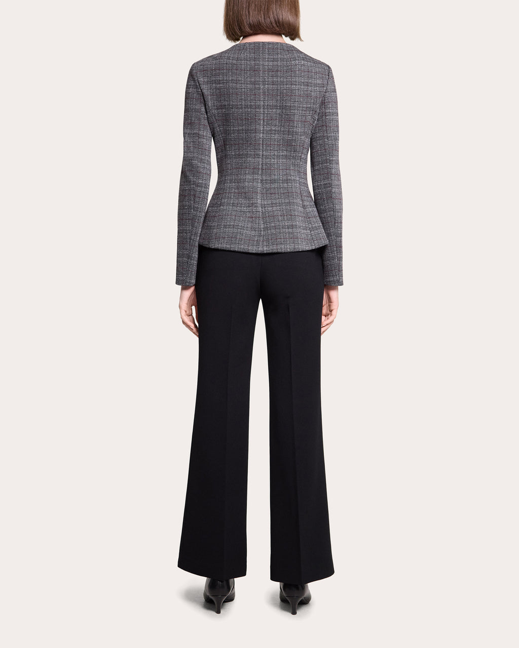 Plaid Slim Boatneck Jacket