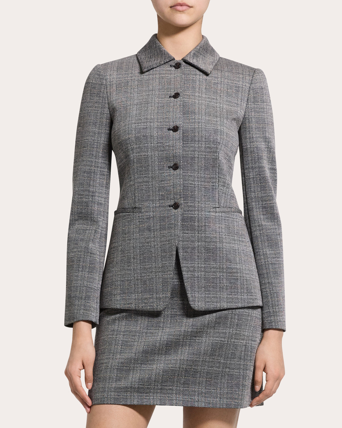 Plaid Slim Cutaway Blazer