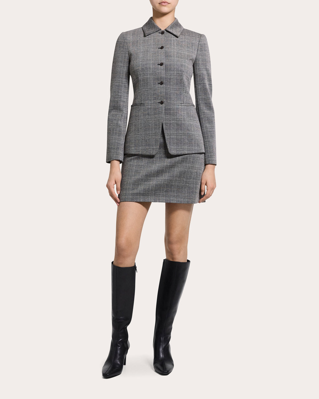 Plaid Slim Cutaway Blazer