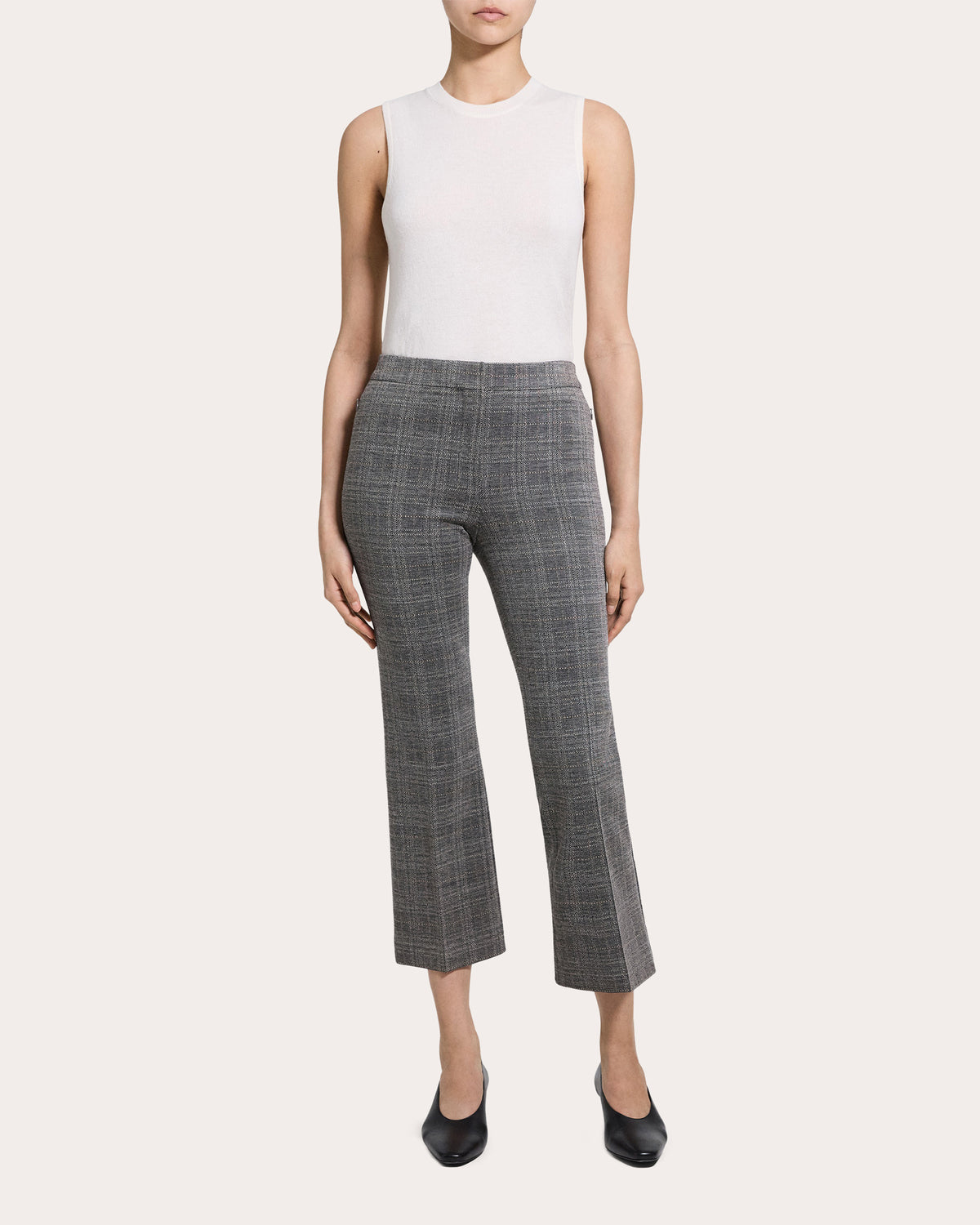 Plaid Slim Cropped Kick Pants