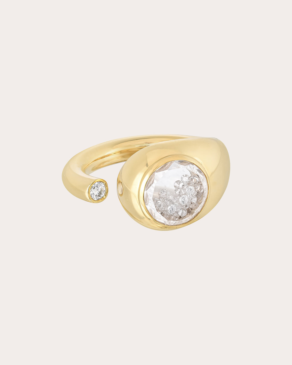 Diamond & 18k Gold Shaker Singular Open Ring