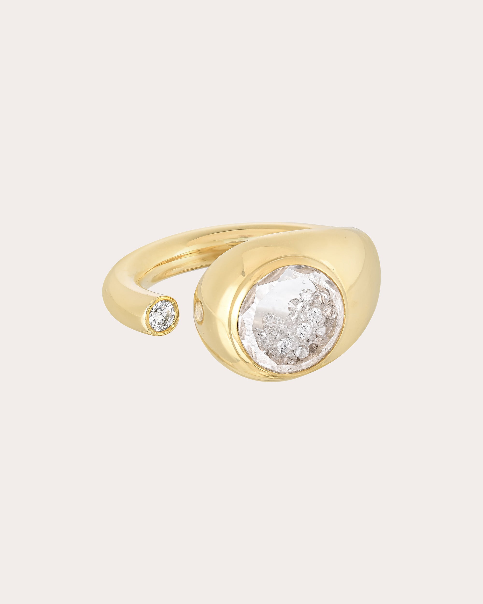 Diamond & 18k Gold Shaker Singular Open Ring