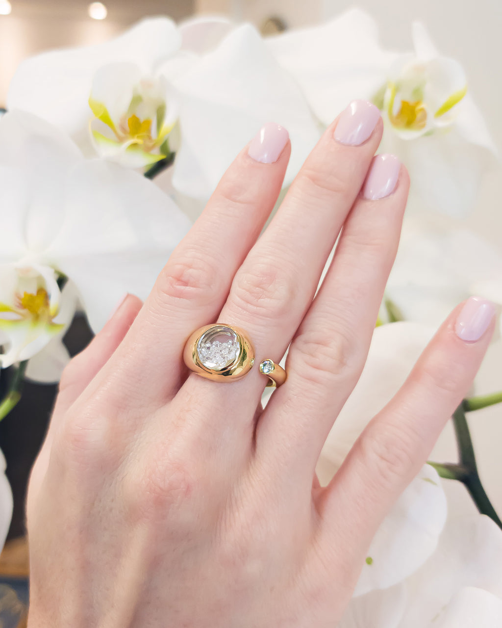 Diamond & 18k Gold Shaker Singular Open Ring