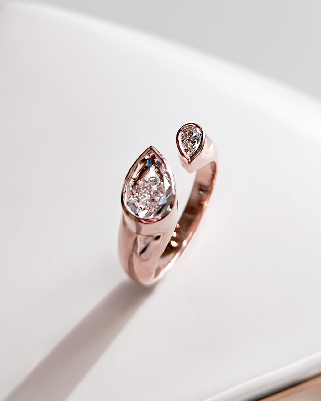 Diamond & 18k Rose Gold Plural Shaker Ring