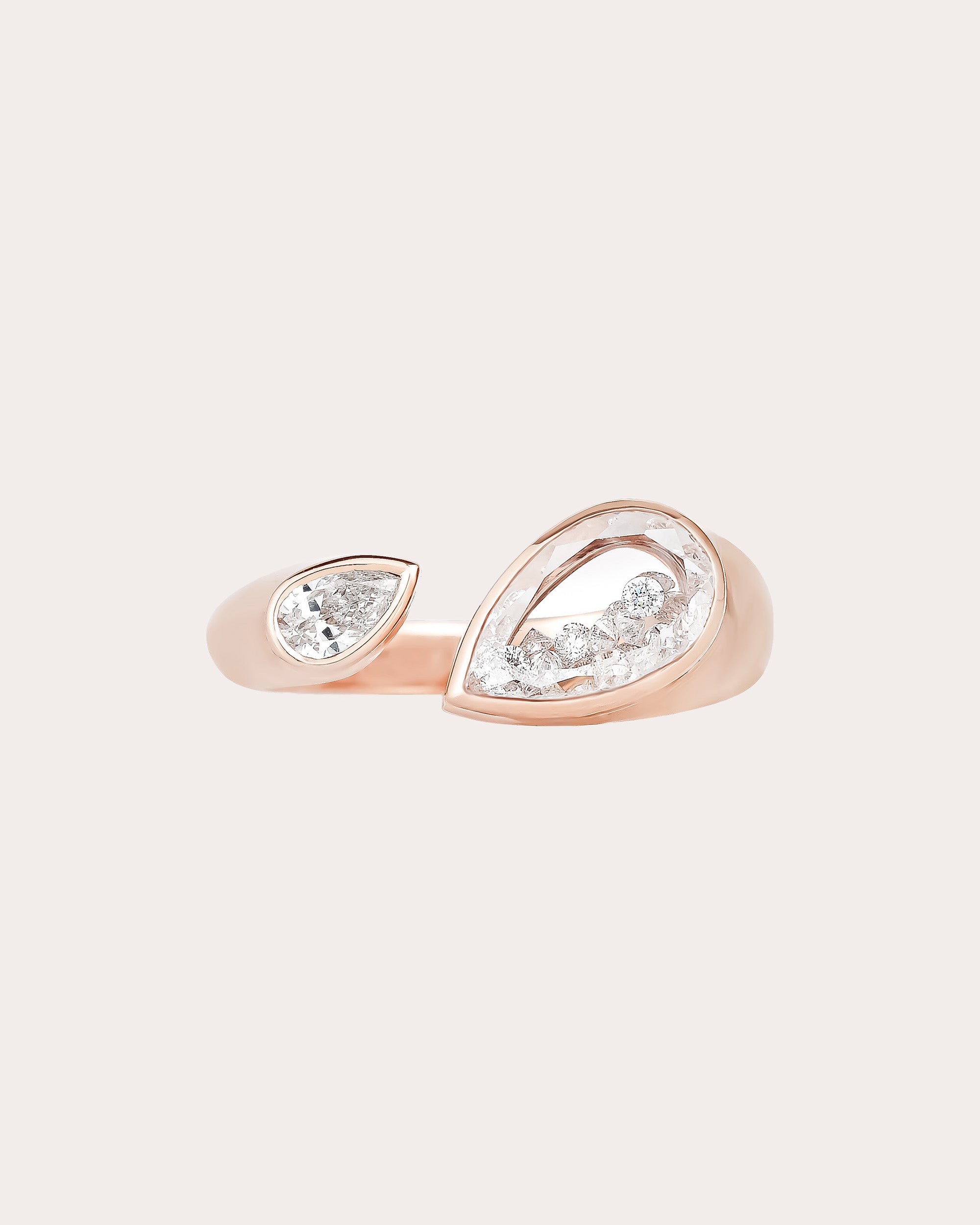 Diamond & 18k Rose Gold Plural Shaker Ring