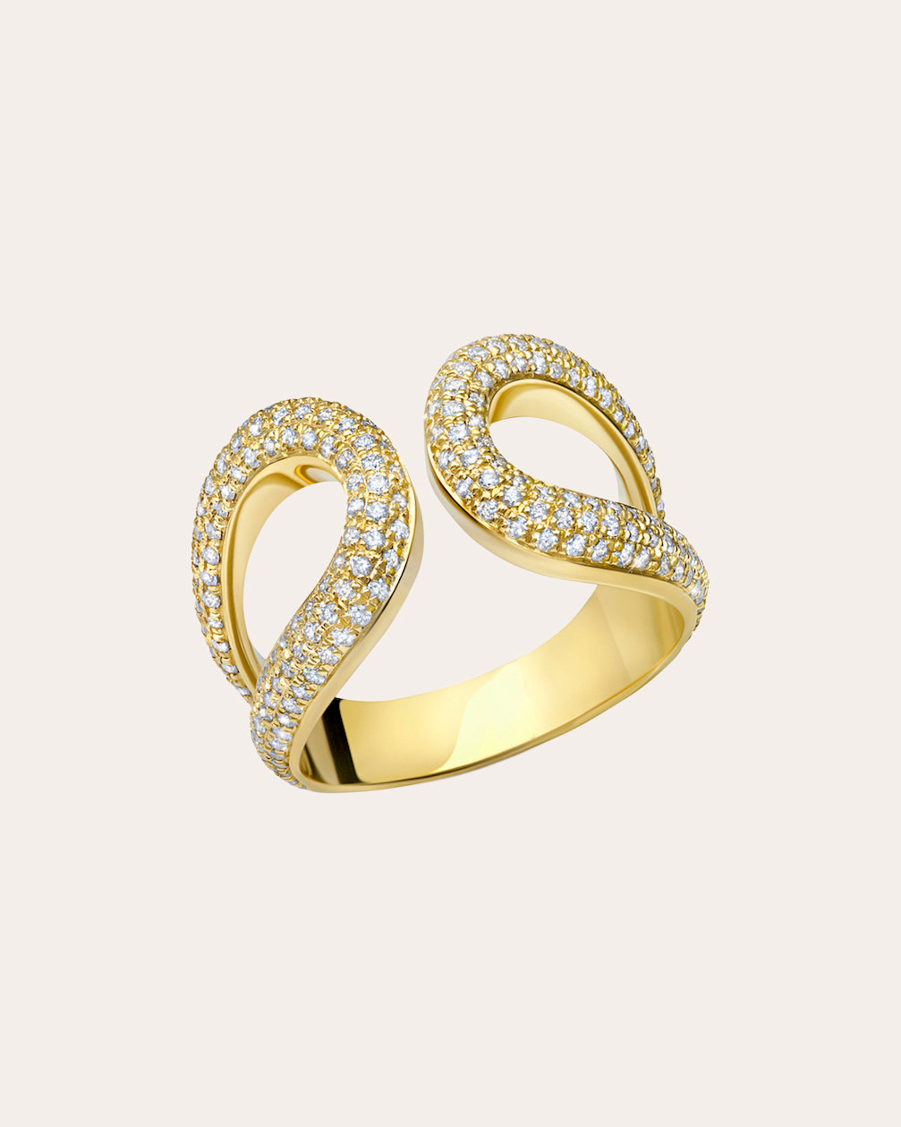 Diamond & 14k Gold Pavé Double Beam Ring