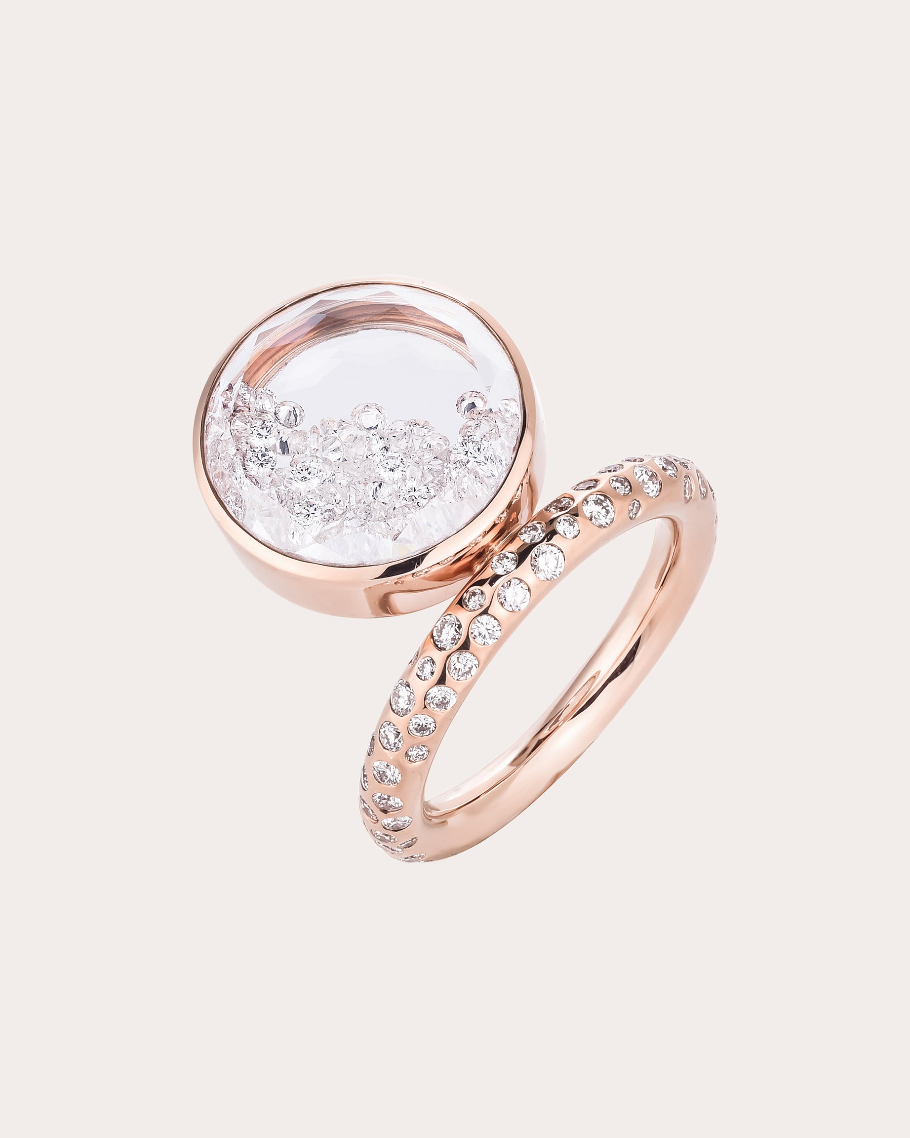 Bambole 18K Gold Crystal and Diamod Pavé Shaker Ring