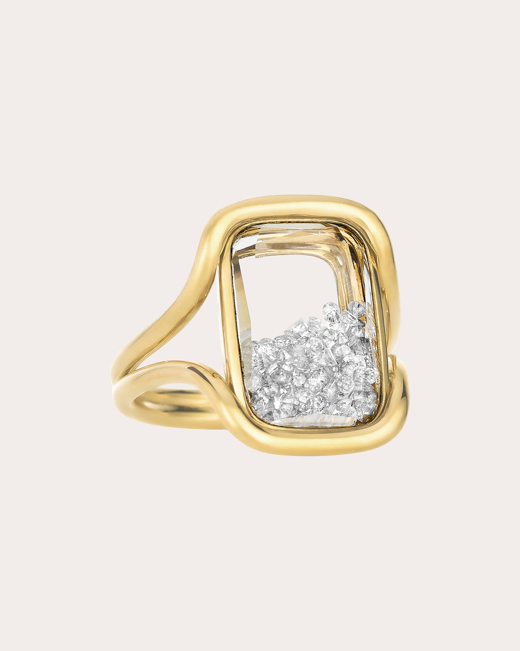 Diamond & 18k Gold Cascavel Cushion Ring