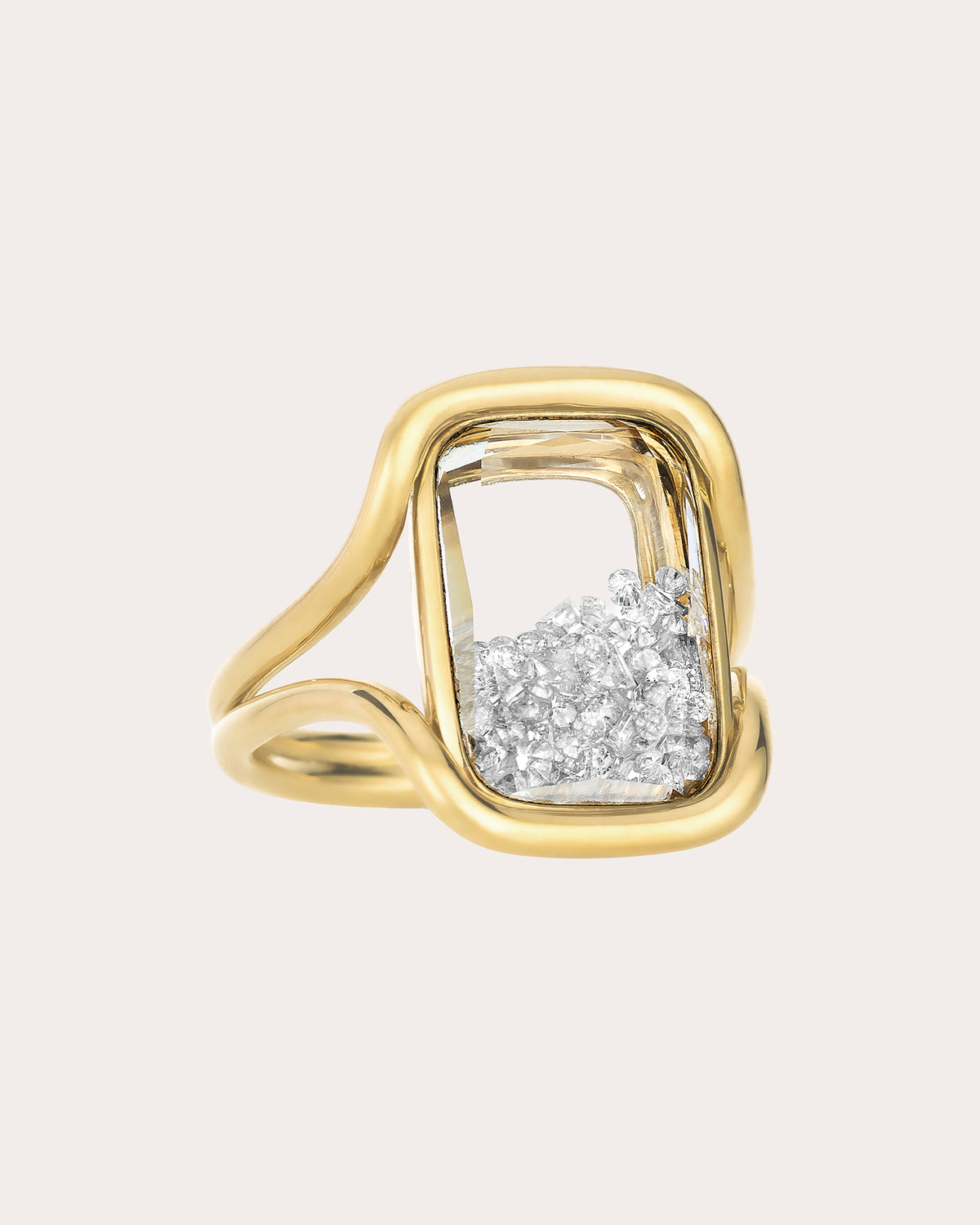 Diamond & 18k Gold Cascavel Cushion Ring