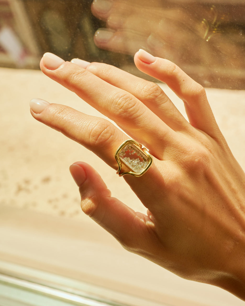 Diamond & 18k Gold Cascavel Cushion Ring