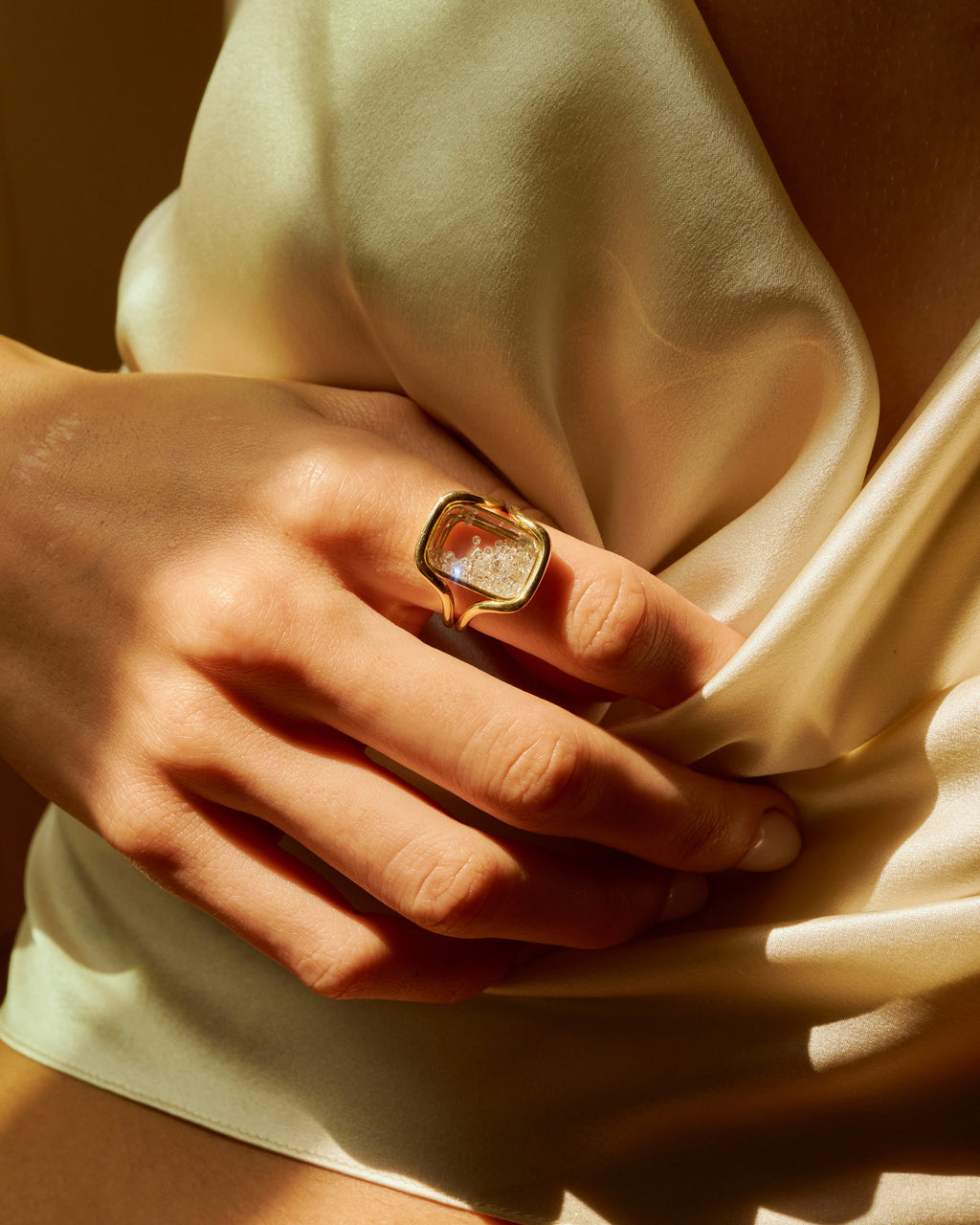 Diamond & 18k Gold Cascavel Cushion Ring