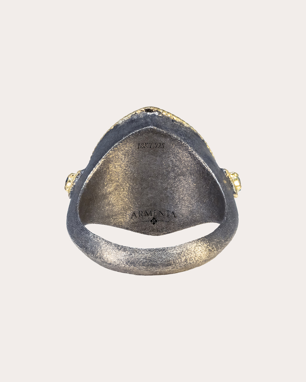 18K Gold Blackened Sterling Silver Topaz and Diamond Signet Ring