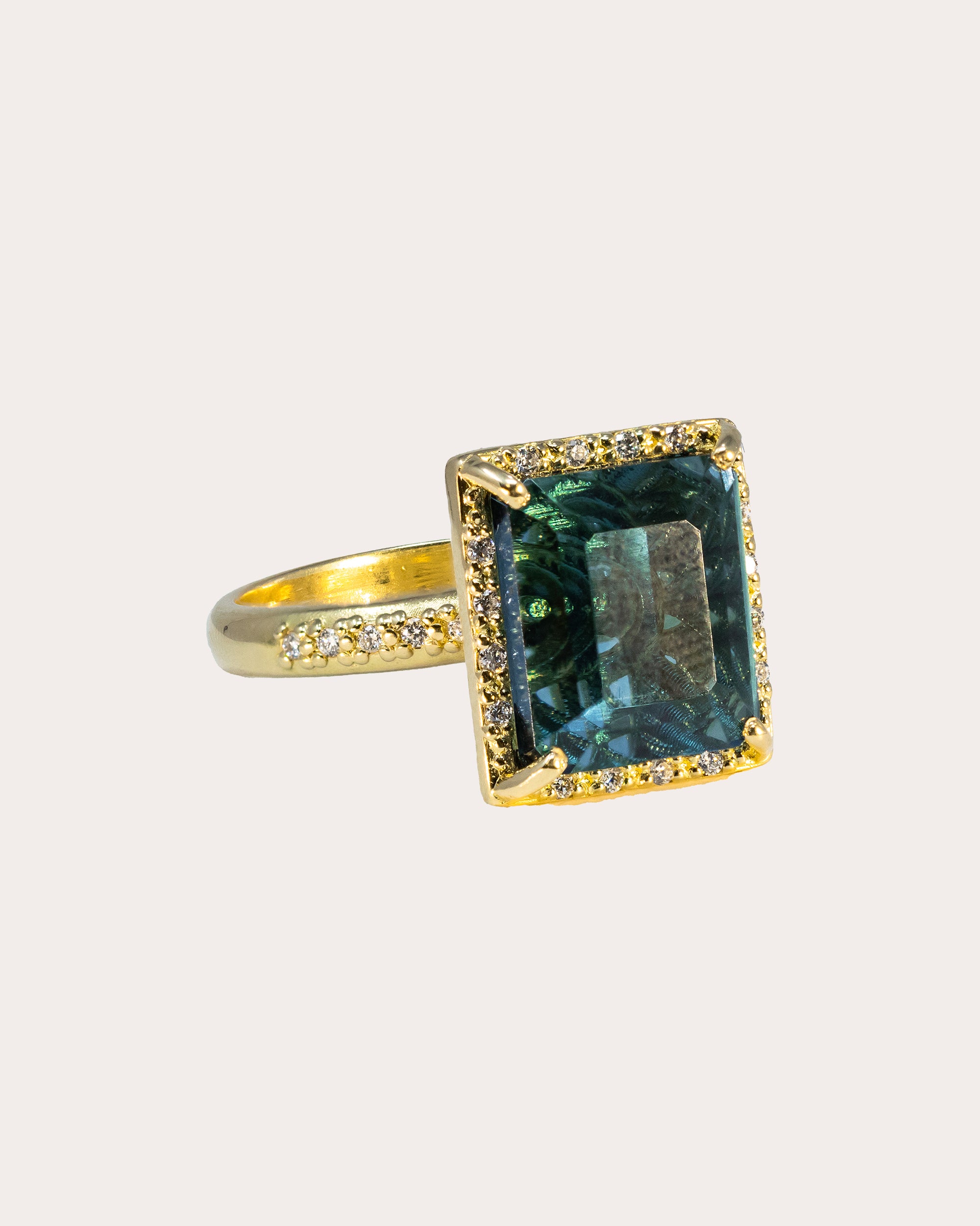 18K Gold Topaz and Diamond Ring