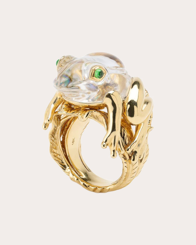 Abalone & Rock Crystal Large Frog Ring