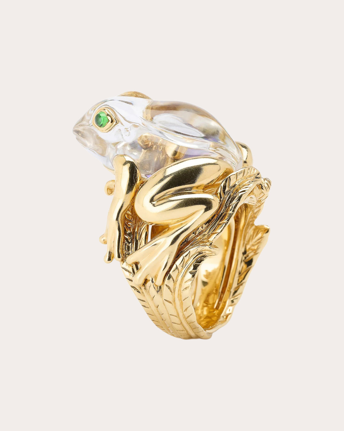 Abalone & Rock Crystal Large Frog Ring