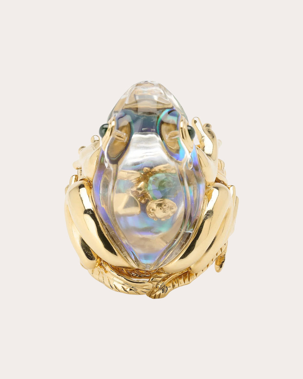 Abalone & Rock Crystal Large Frog Ring