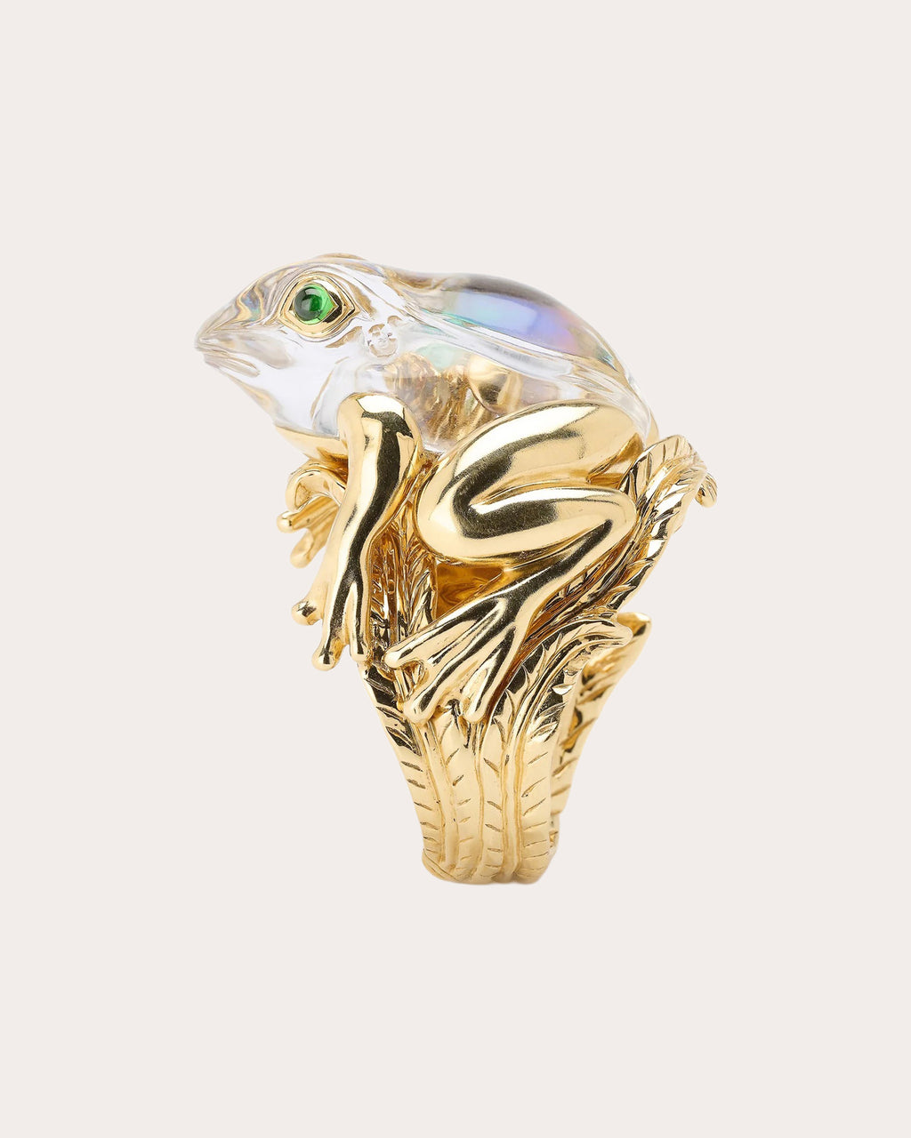 Abalone & Rock Crystal Large Frog Ring