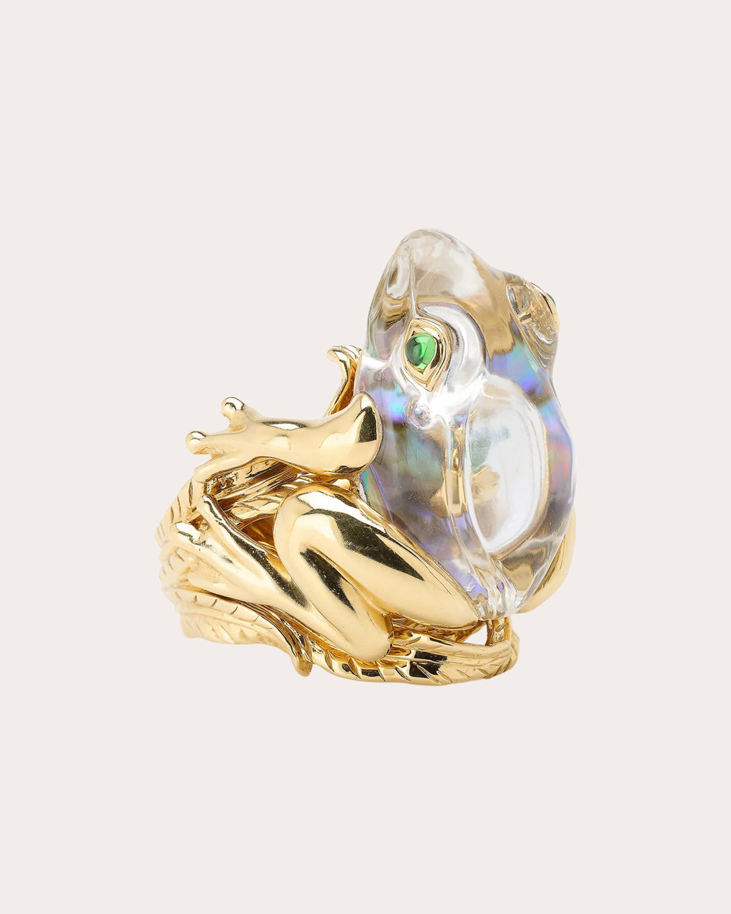 Abalone & Rock Crystal Large Frog Ring