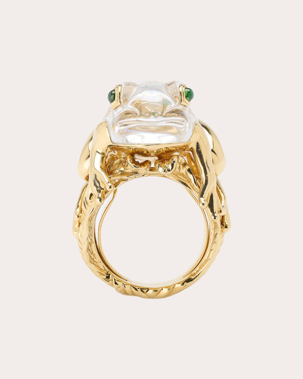 Abalone & Rock Crystal Large Frog Ring