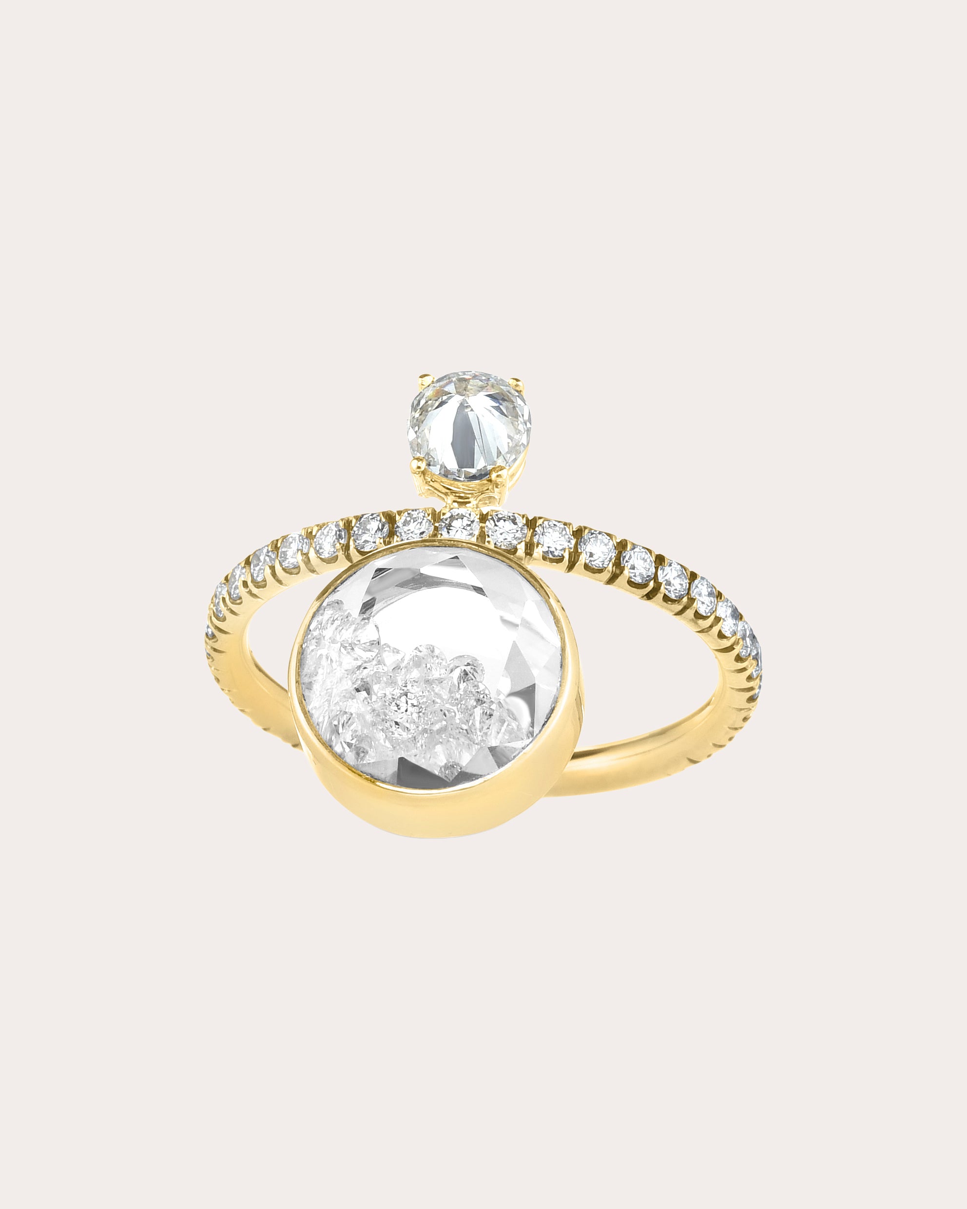 Eternity 18K Gold Crystal and Diamond Shaker Ring