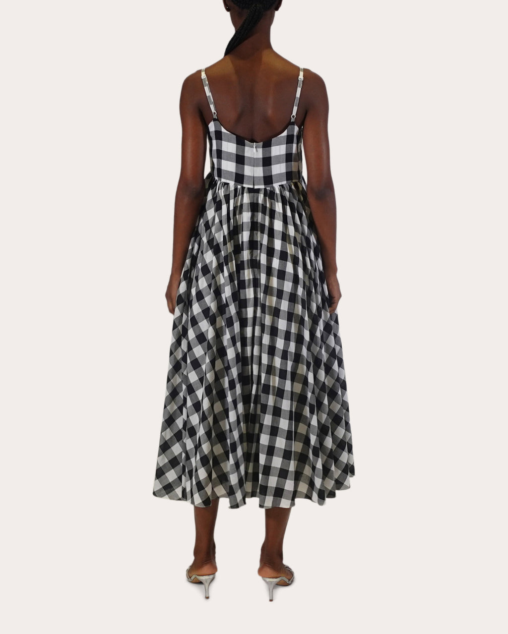 Rachel Gingham Cotton Gathered Midi Dress