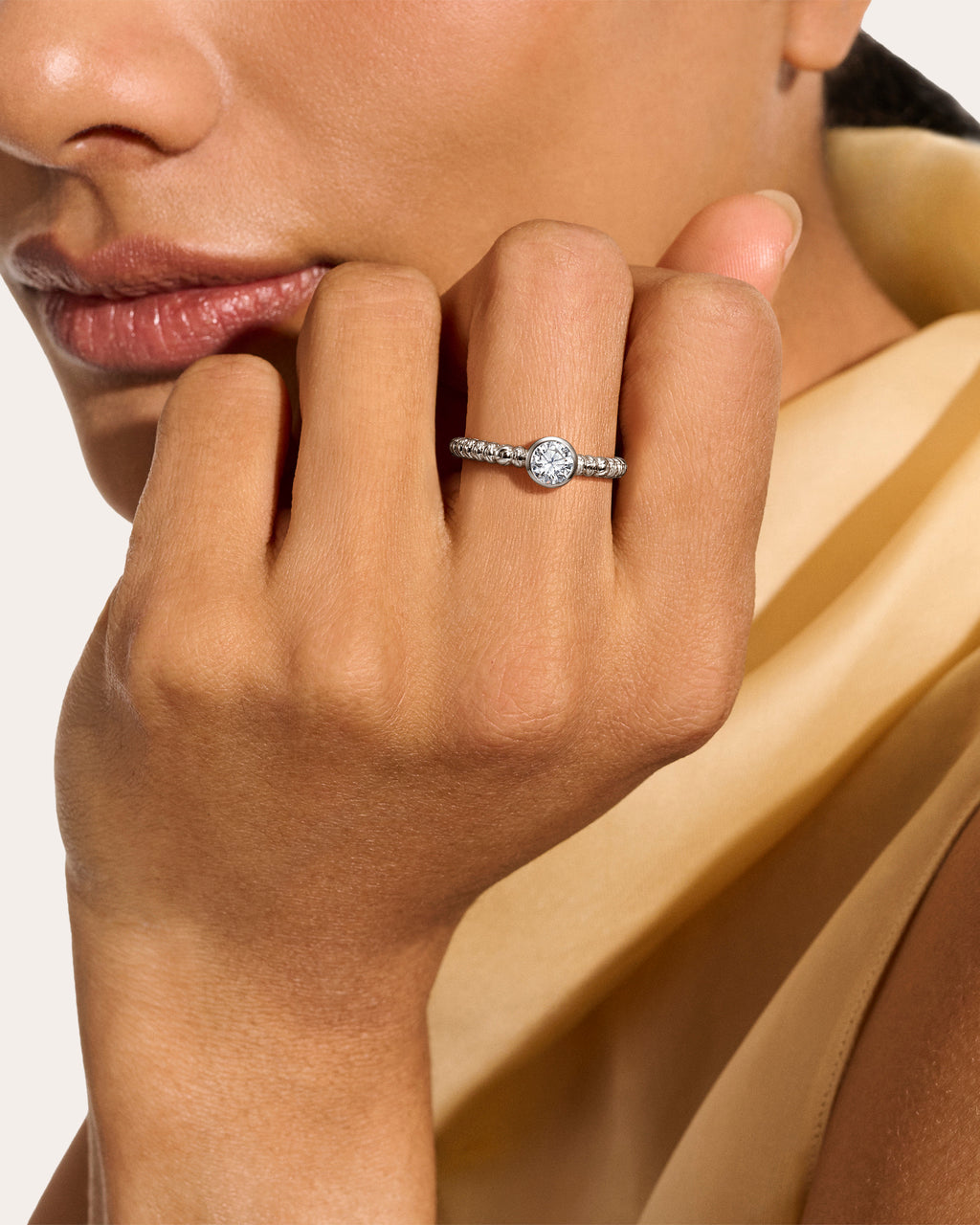 Diamond Solitaire JH Lovestruck™ Heishi Ring