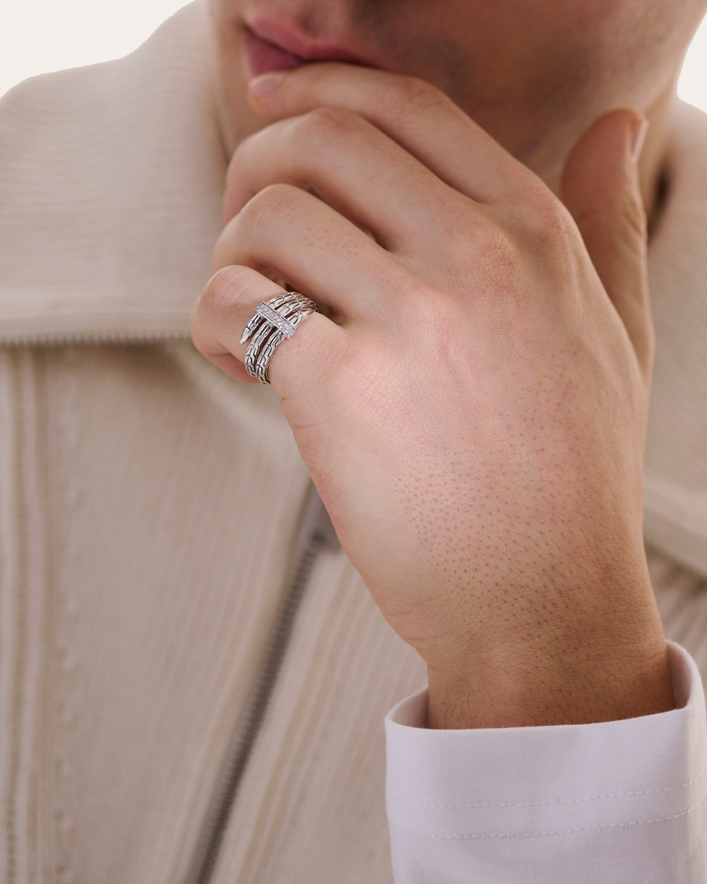 Diamond Wide Spear Ring