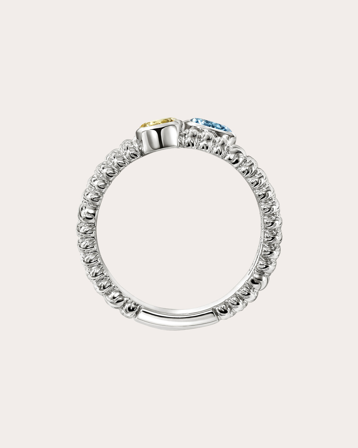 Blue Topaz & Lemon Quartz Heishi Gem Trio Ring