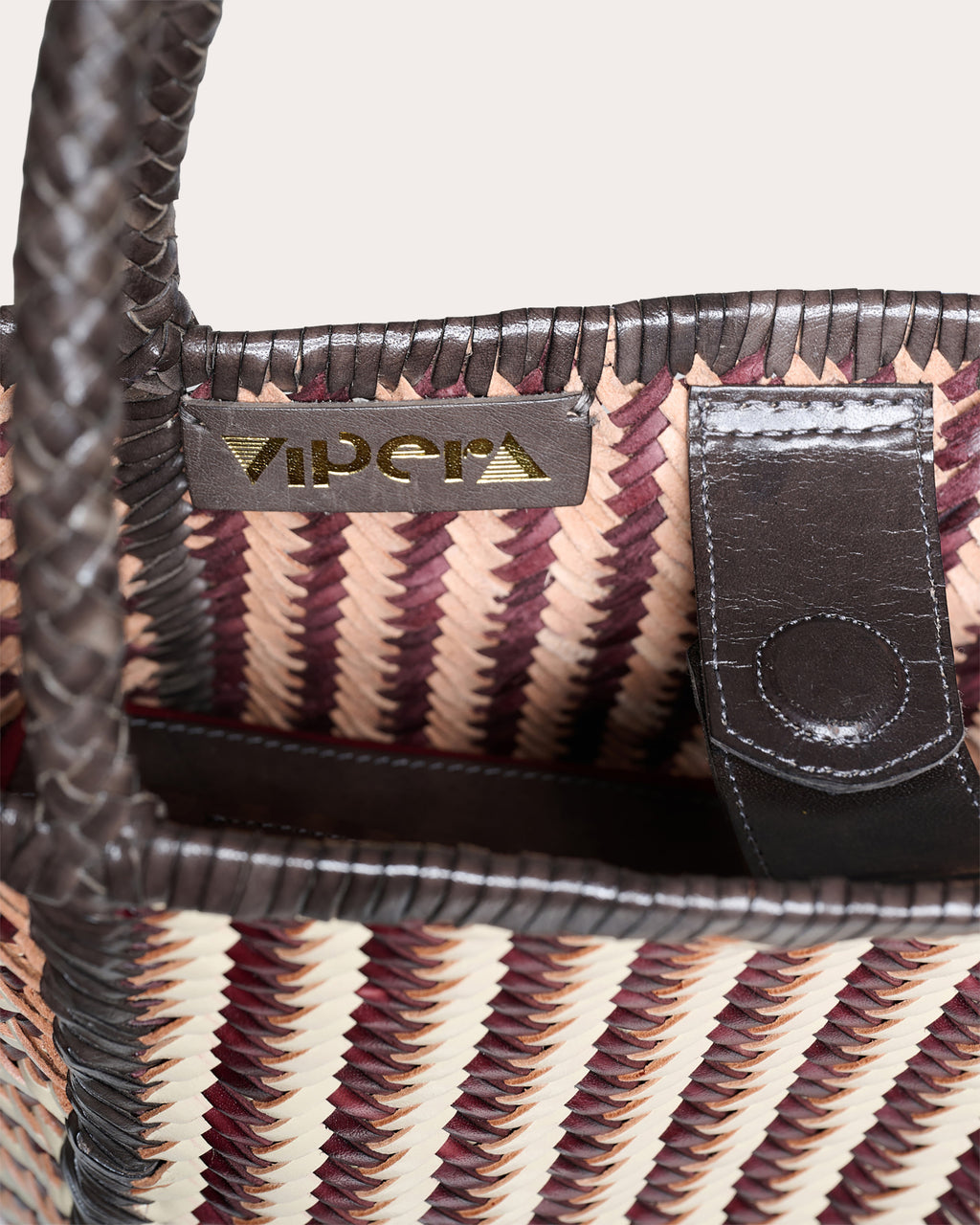Ruby Stripe Woven Leather Tote Bag