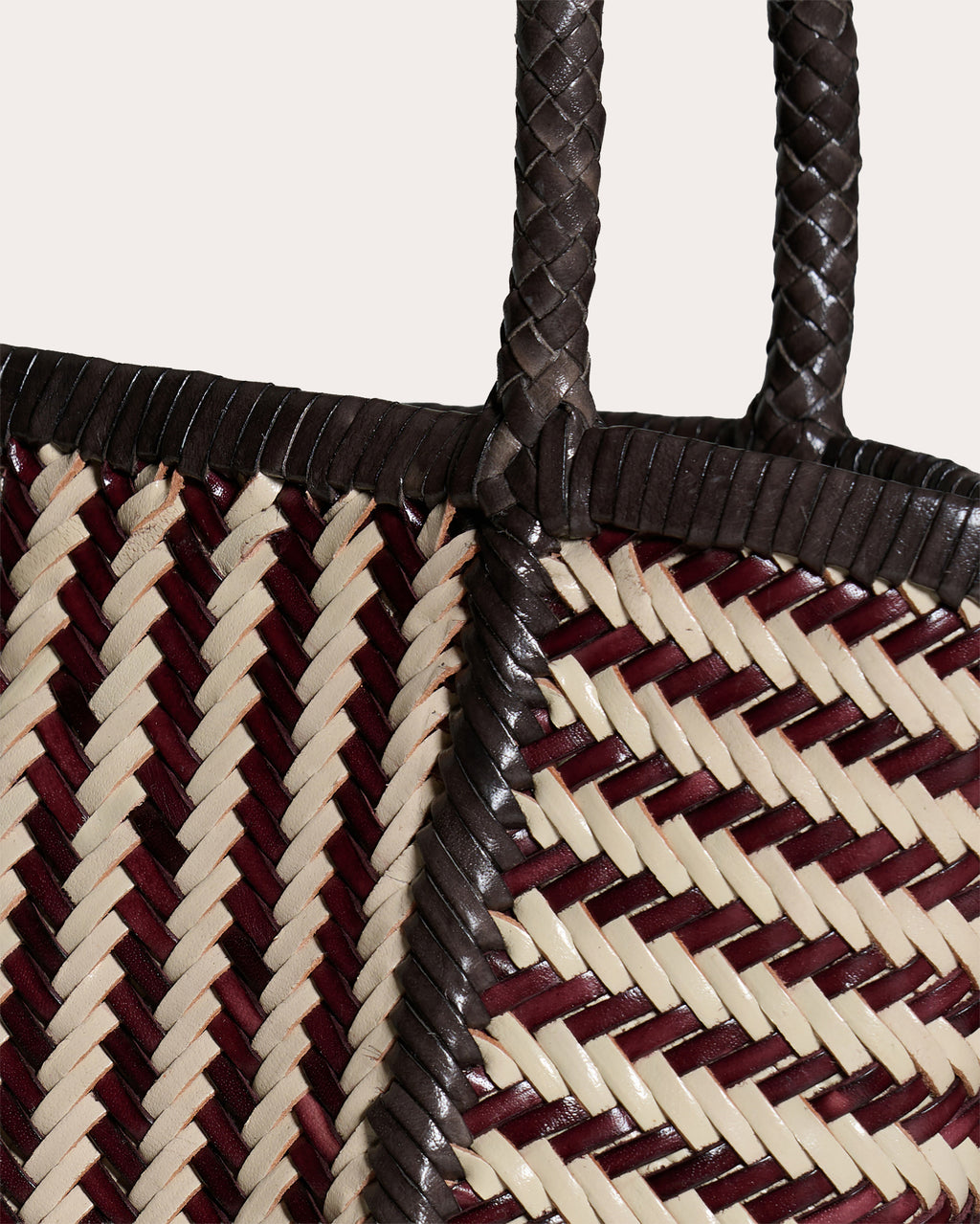 Ruby Stripe Woven Leather Tote Bag