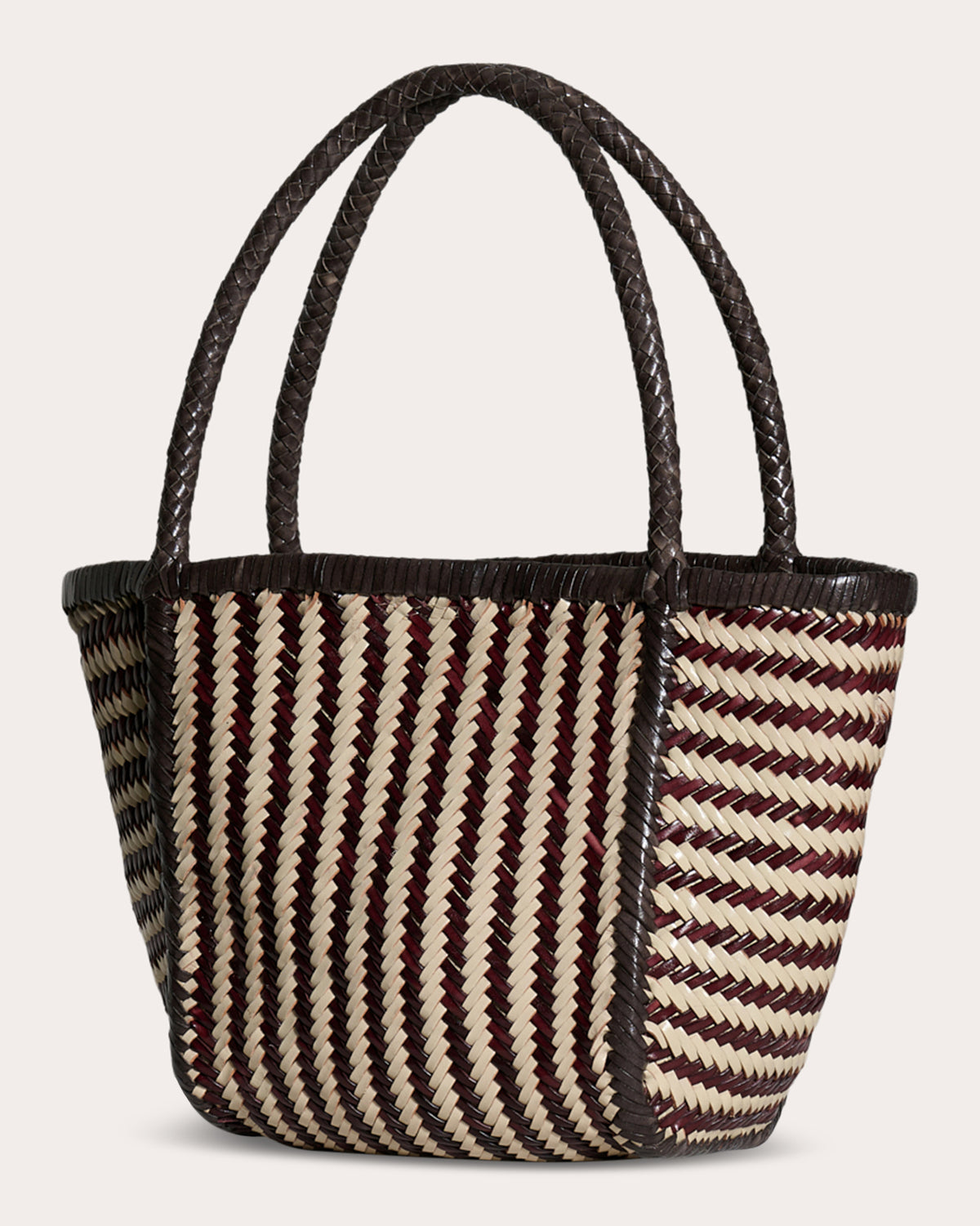 Ruby Stripe Woven Leather Tote Bag
