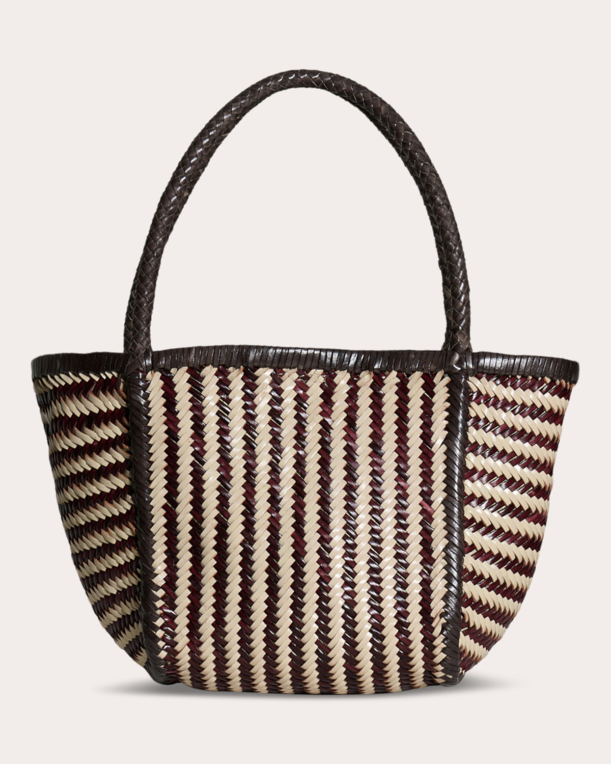 Ruby Stripe Woven Leather Tote Bag