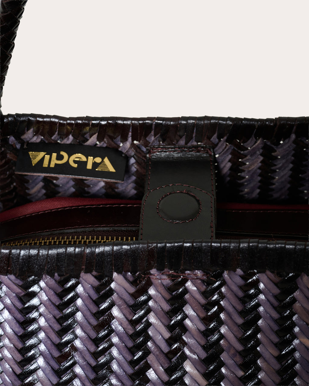 Ruby Stripe Woven Leather Tote Bag