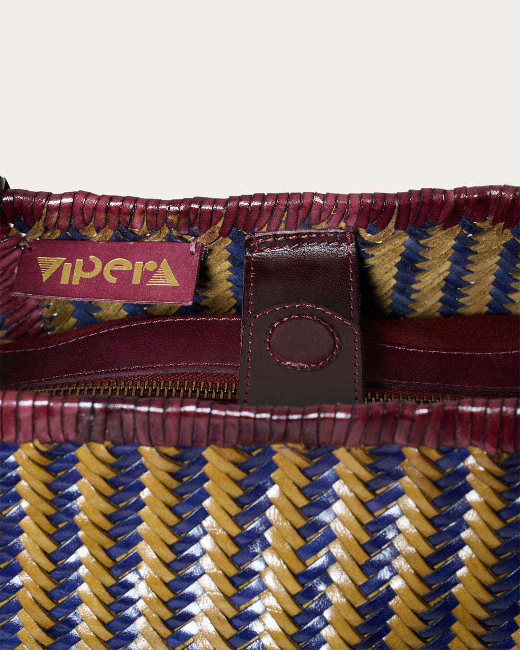 Ruby Stripe Woven Leather Tote Bag