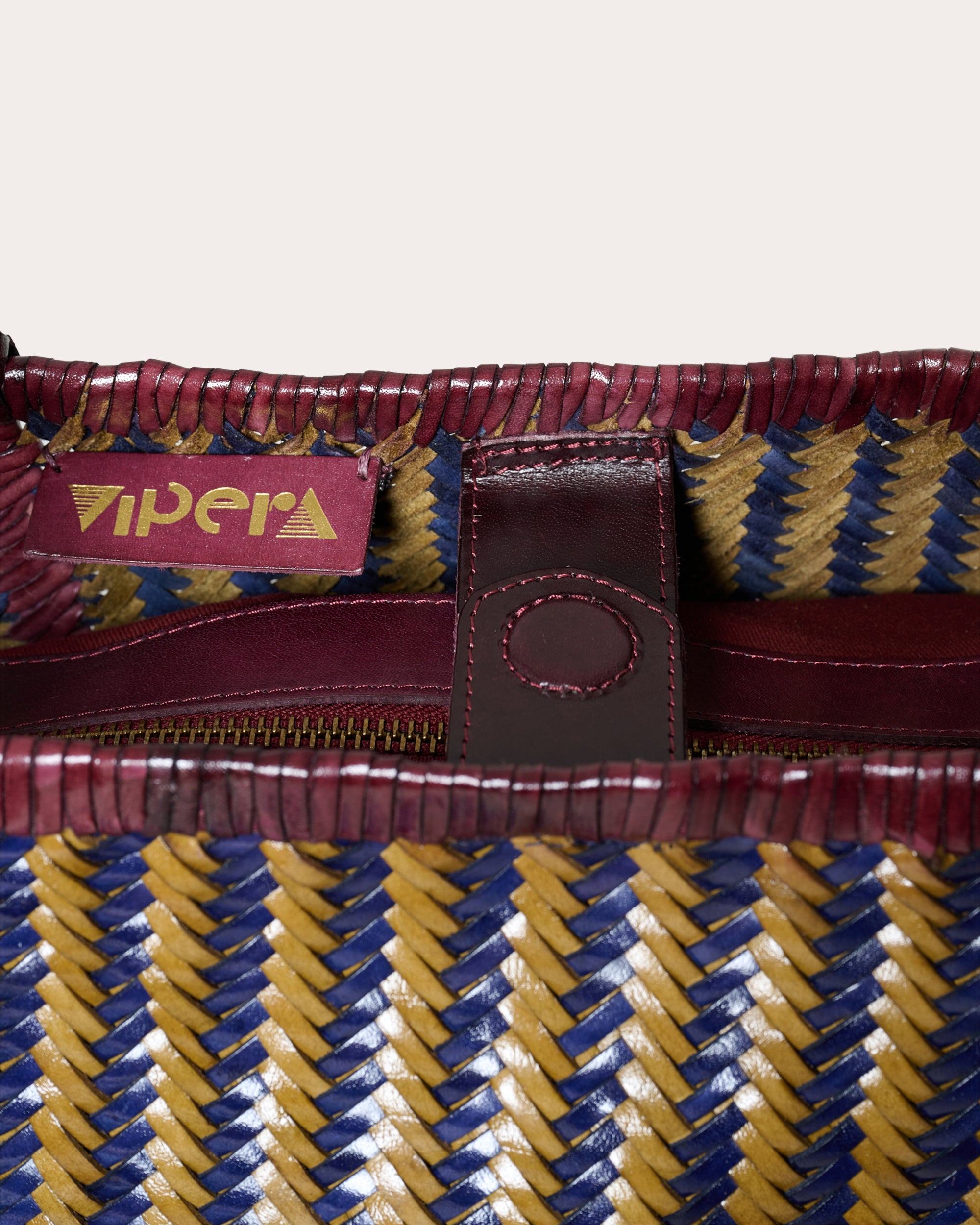 Ruby Stripe Woven Leather Tote Bag