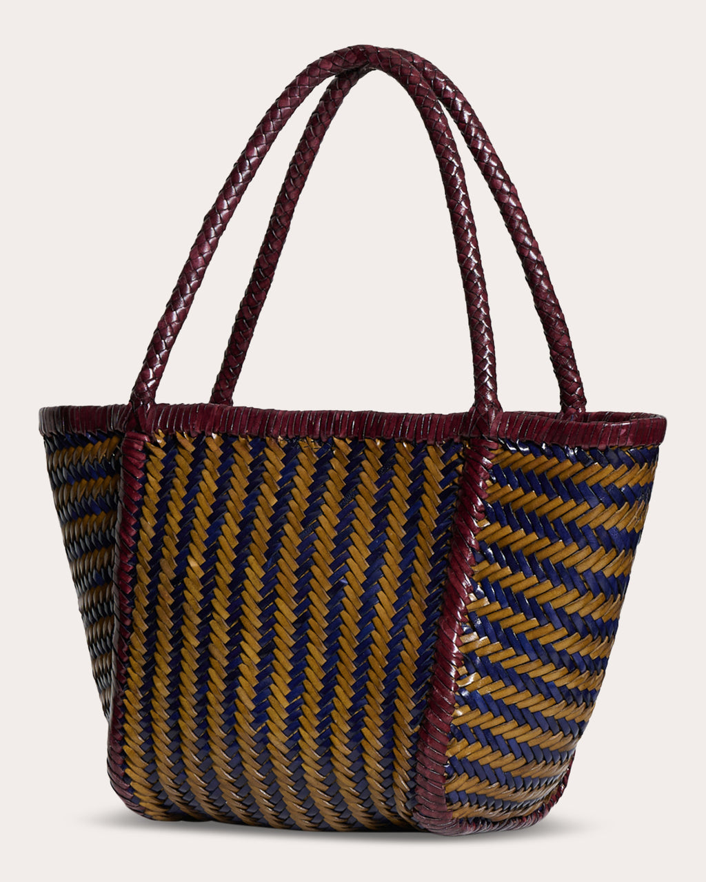 Ruby Stripe Woven Leather Tote Bag