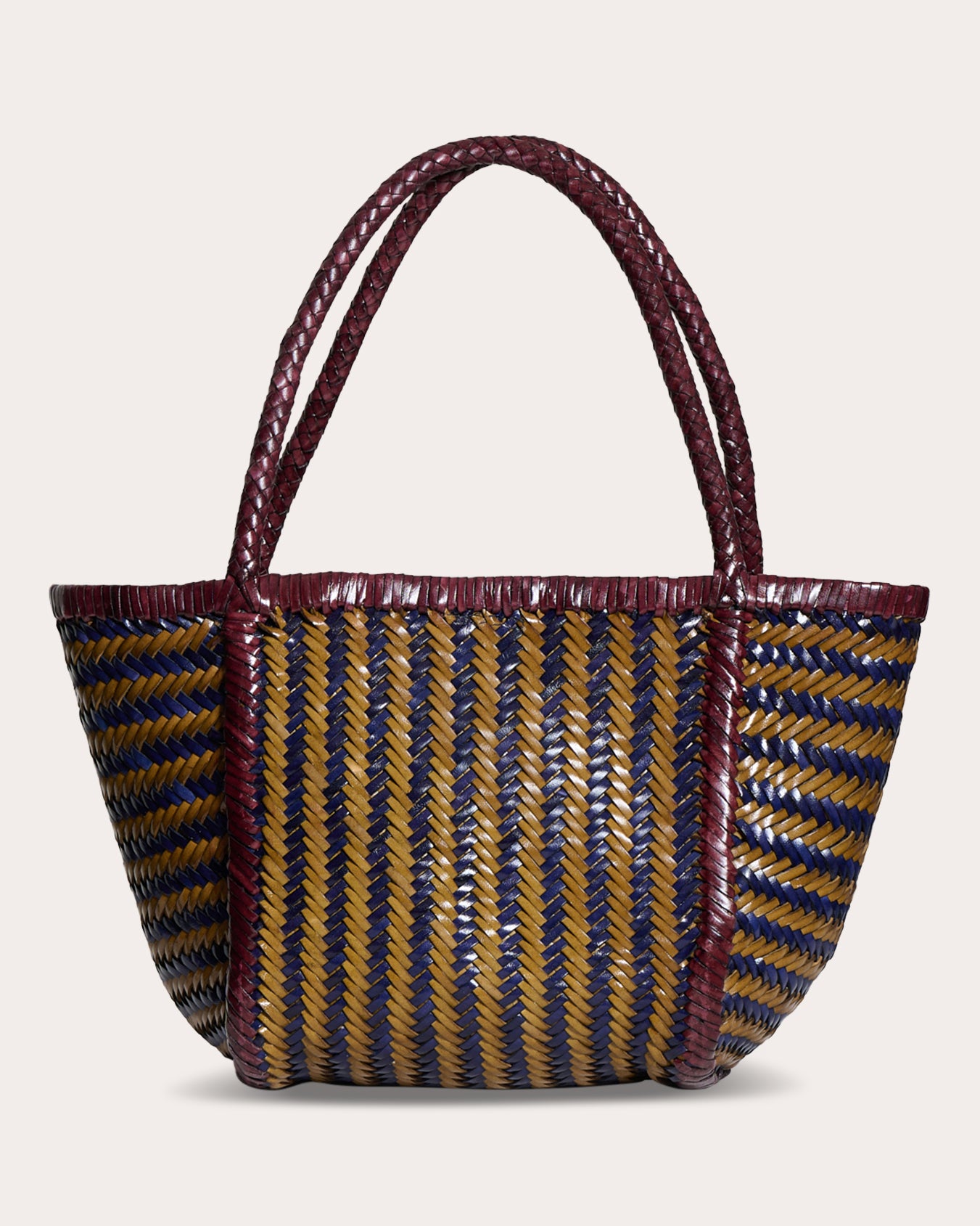 Ruby Stripe Woven Leather Tote Bag