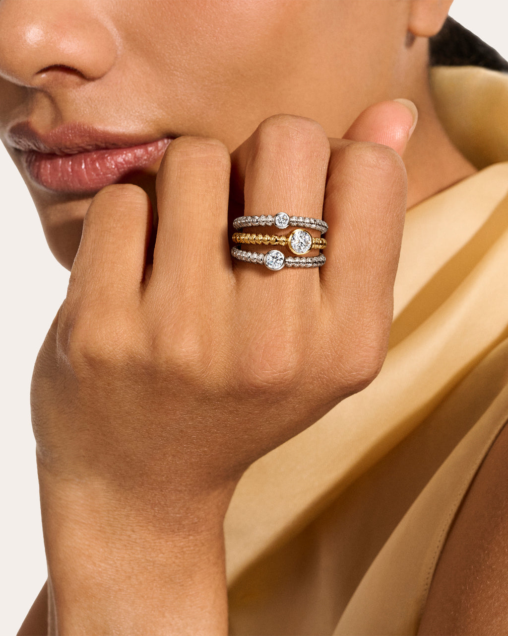 Diamond & Two-Tone JH Lovestruck™ Heishi Ring
