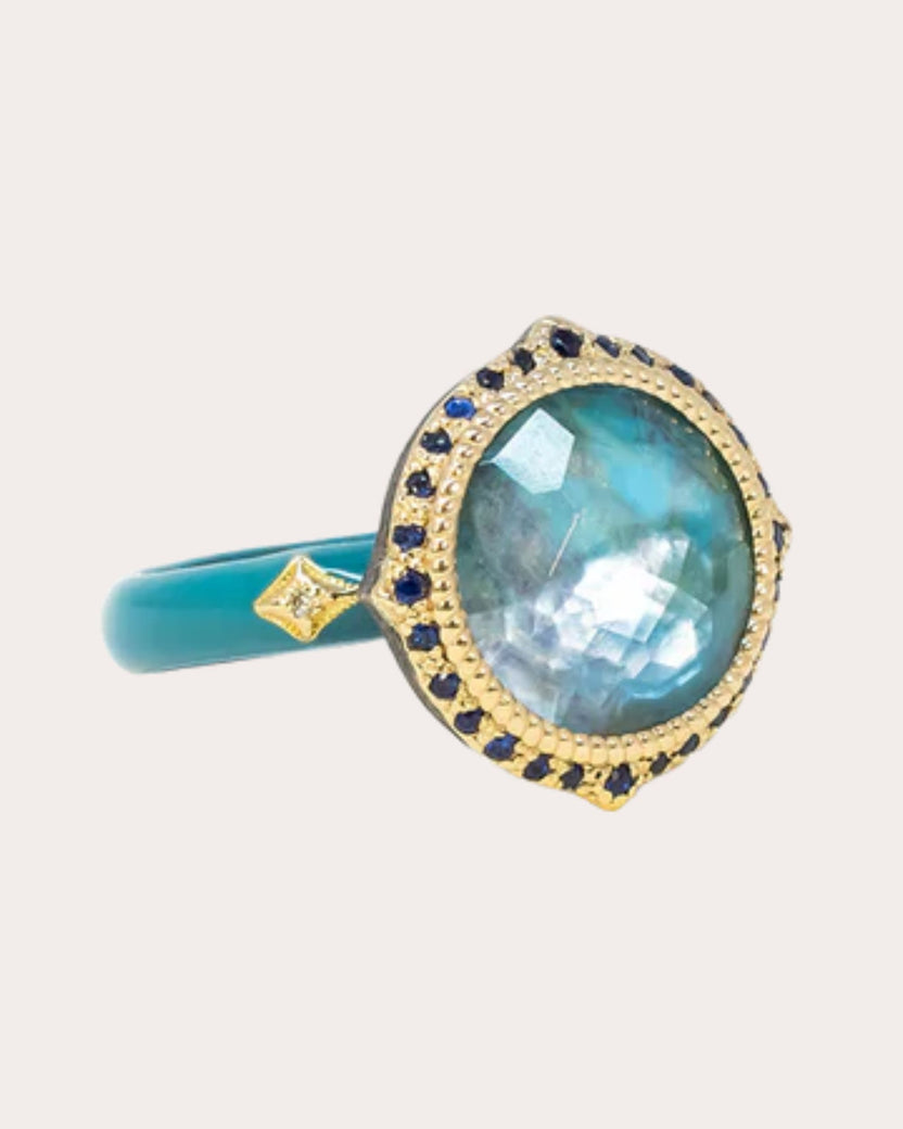 Peruvian Opal & Diamond 18k Gold Crivelli Ring | Olivela