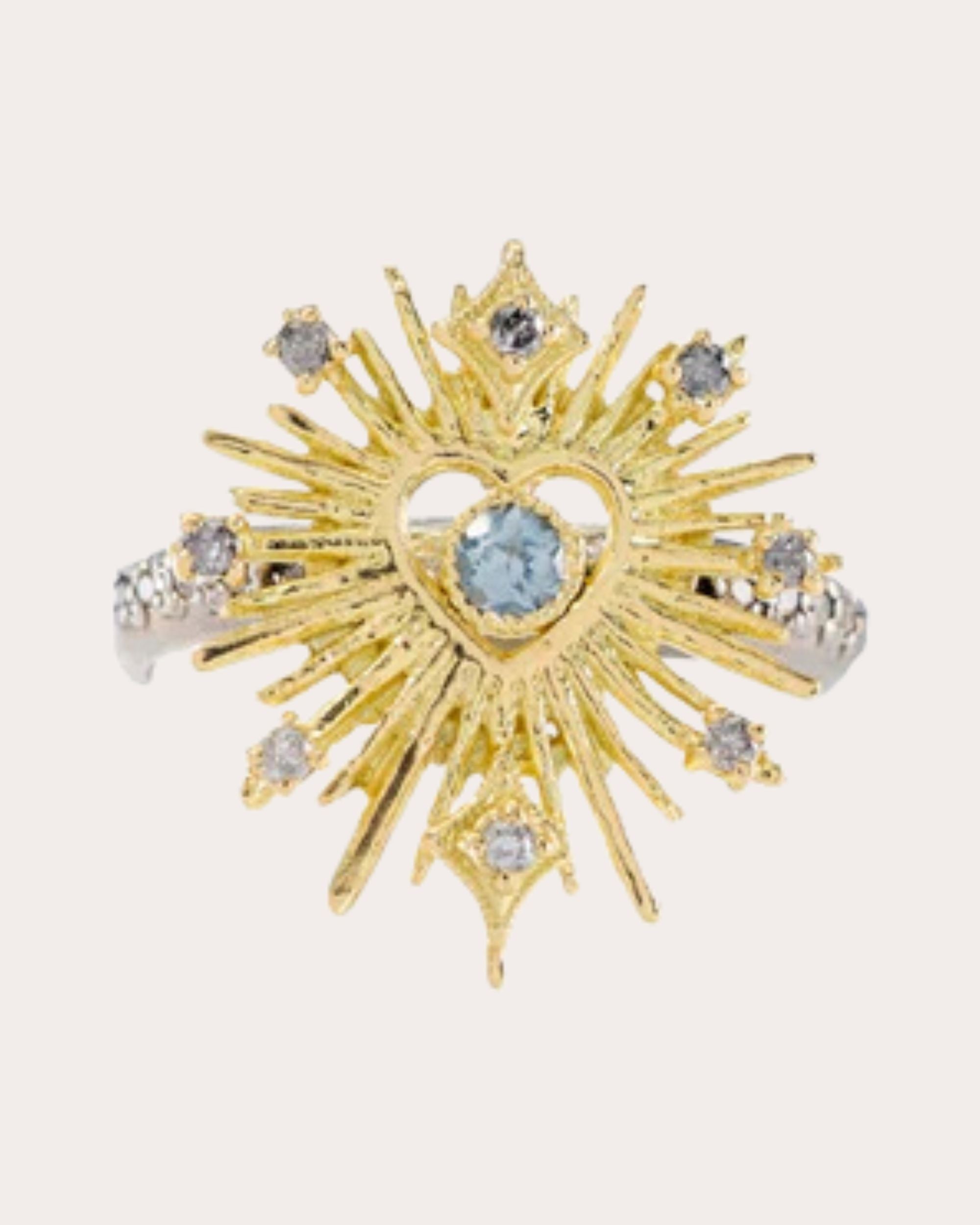 Spinel & Diamond 18k Gold Radiating Heart Ring