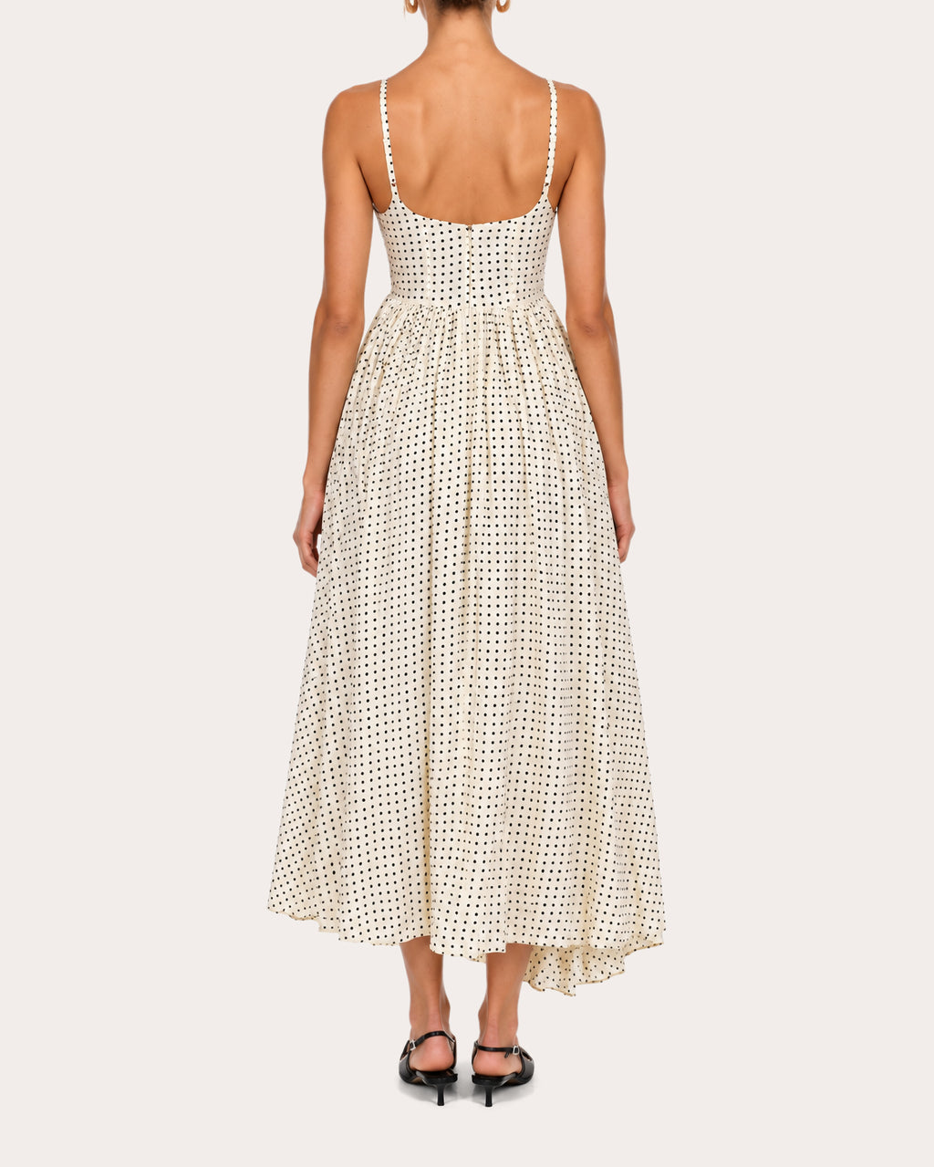 Rachel Polka Dot Silk Empire Midi Dress