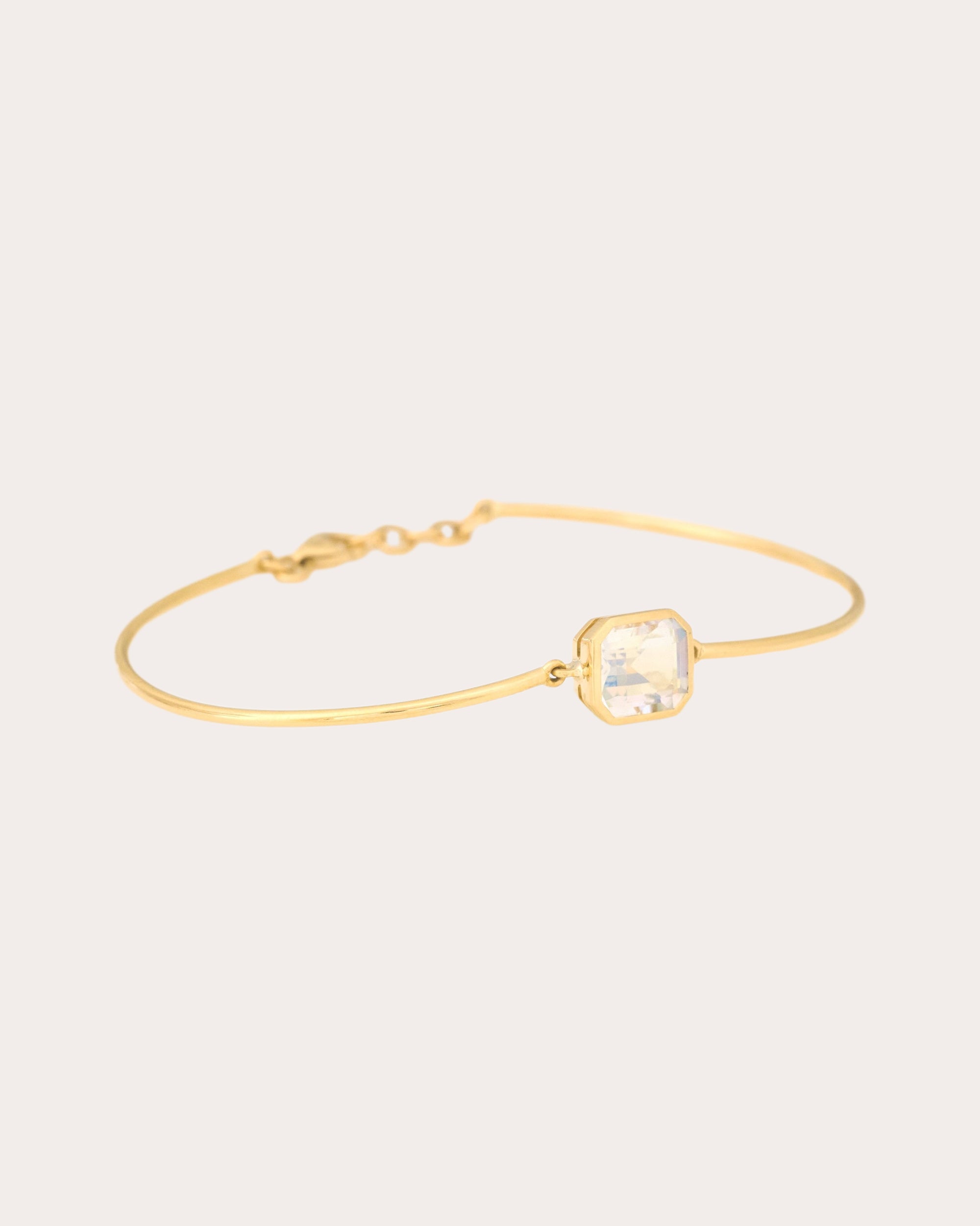 Rainbow Moonstone & 18k Gold Bar Bangle