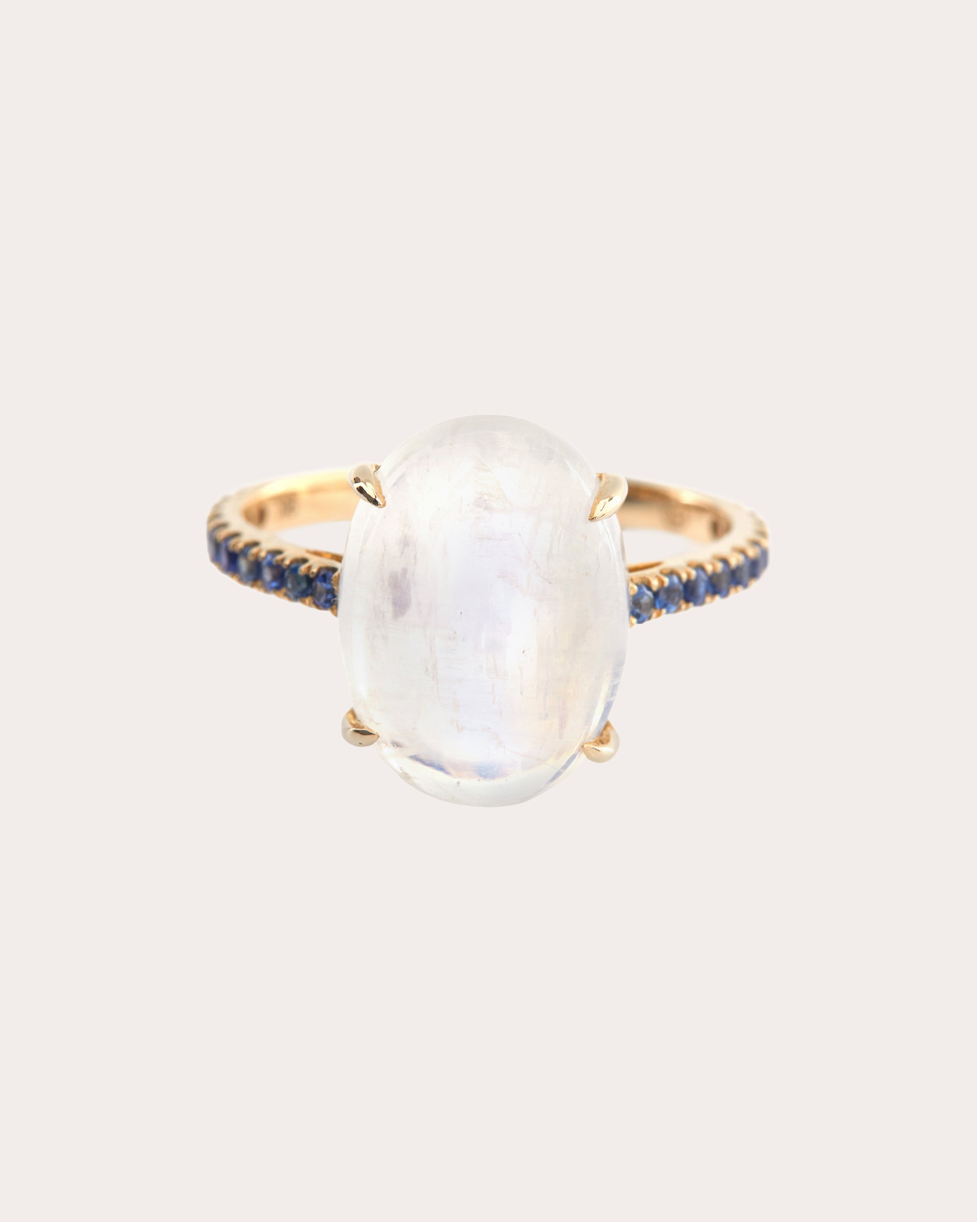 Rainbow Moonstone & Sapphire Globe Ring