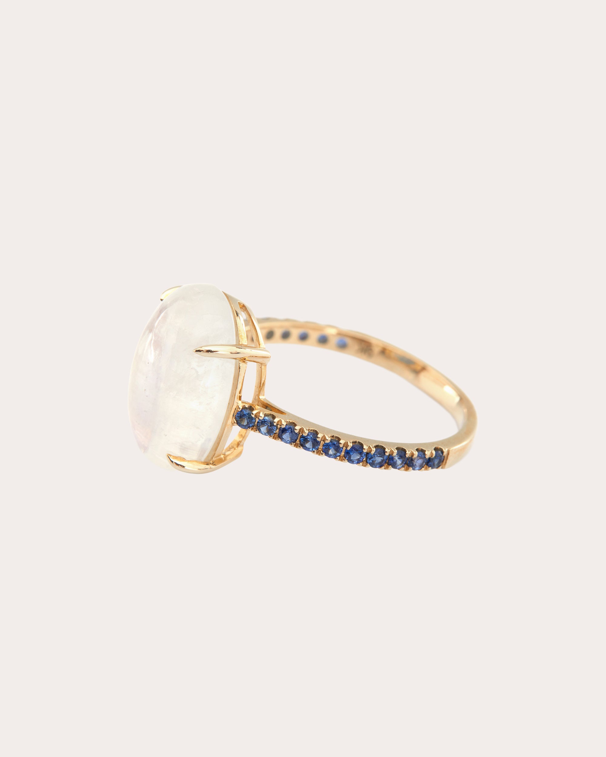 Rainbow Moonstone & Sapphire Globe Ring