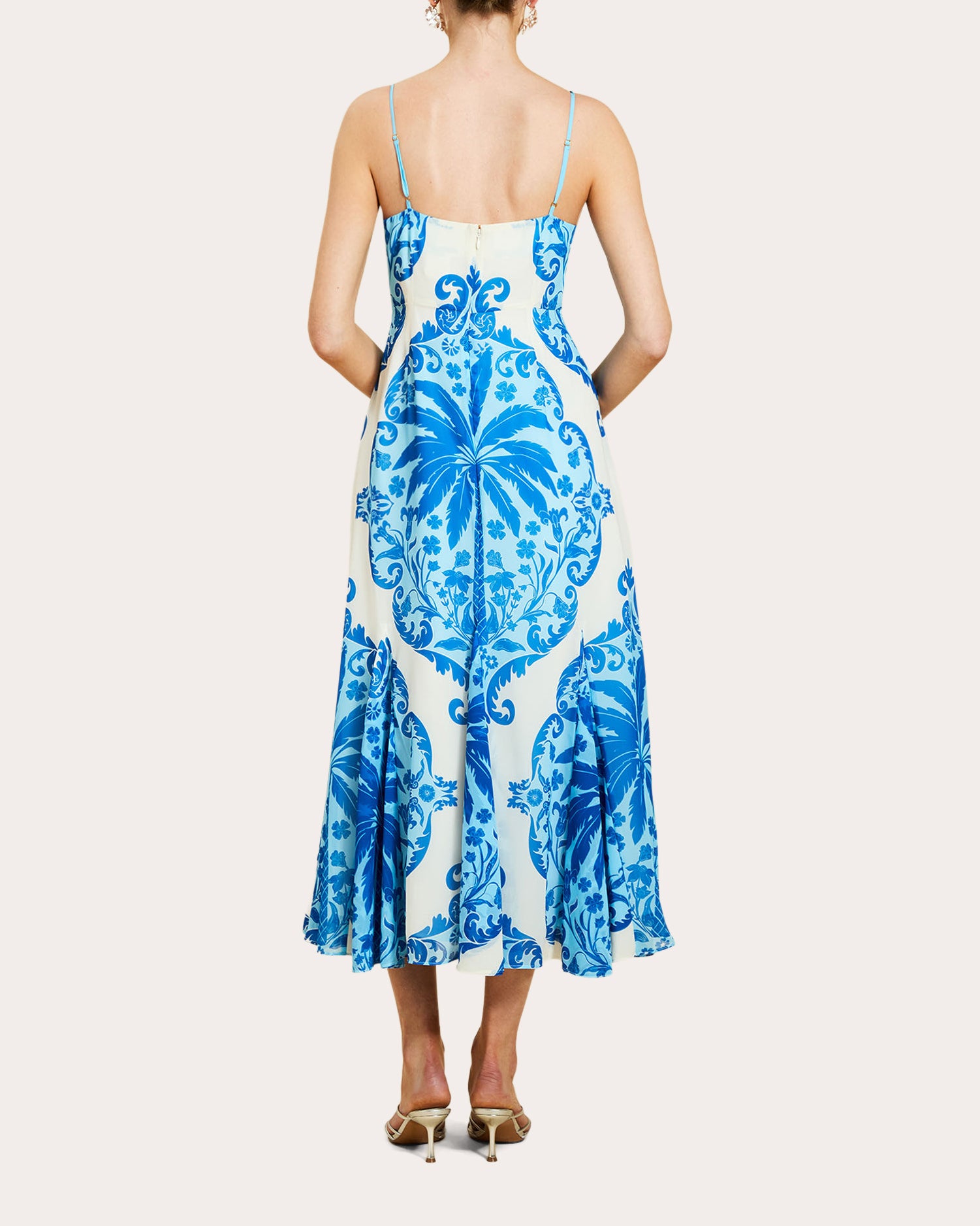Reverie Printed Chiffon Godet Scarf Maxi Dress US 4 / Blue