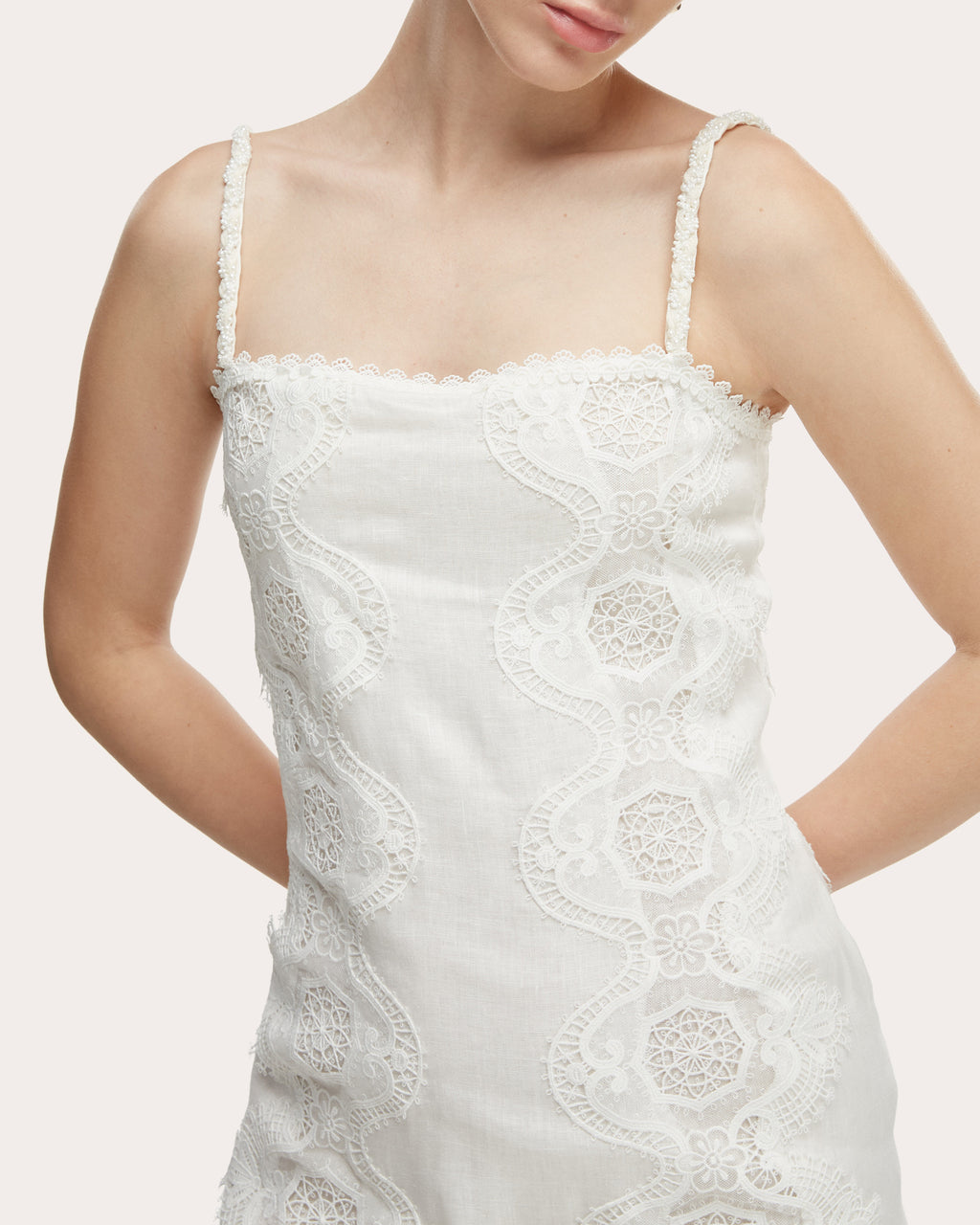 Rocio Embroidered Lace Linen Maxi Dress