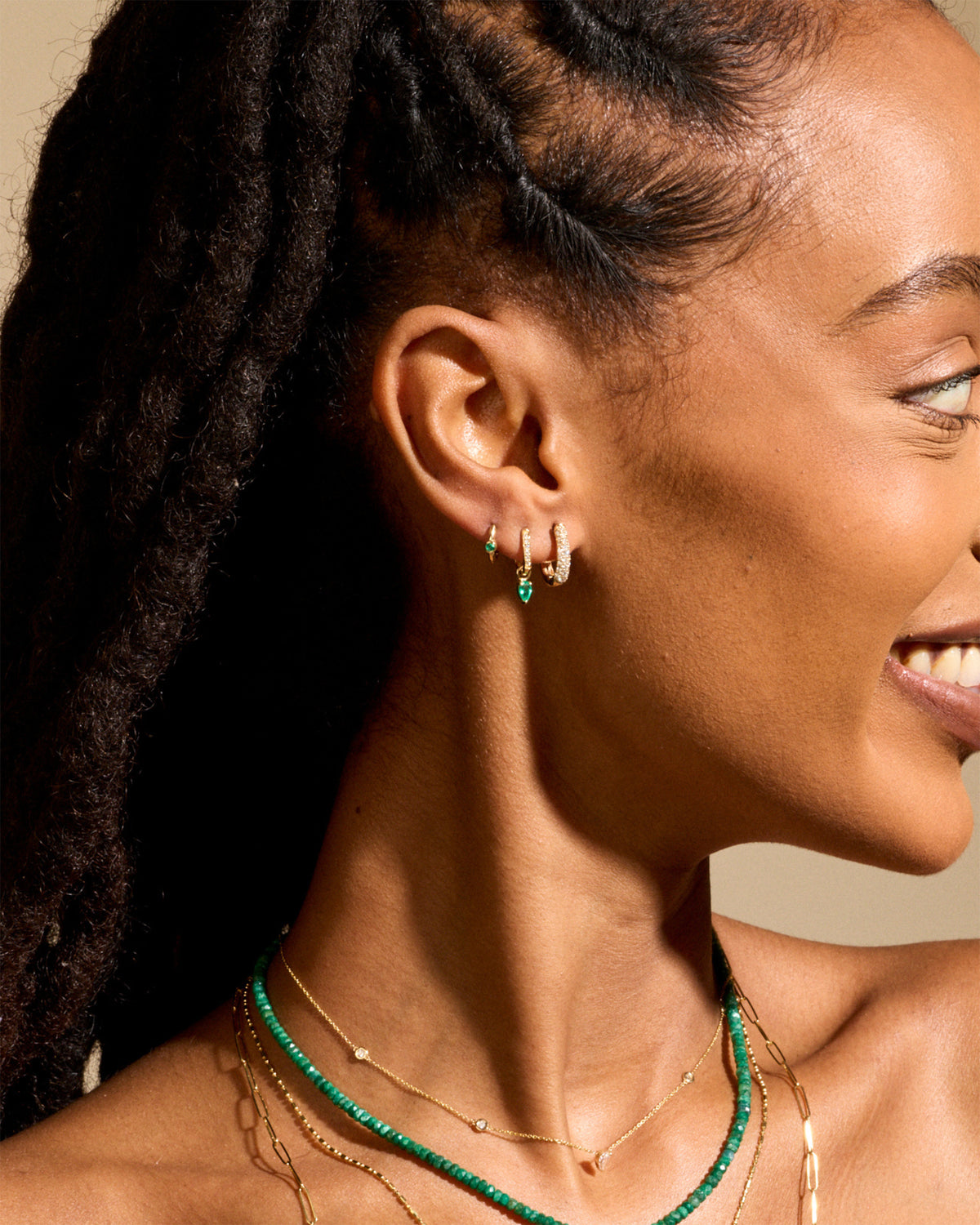 Emerald Romy Huggie Earrings