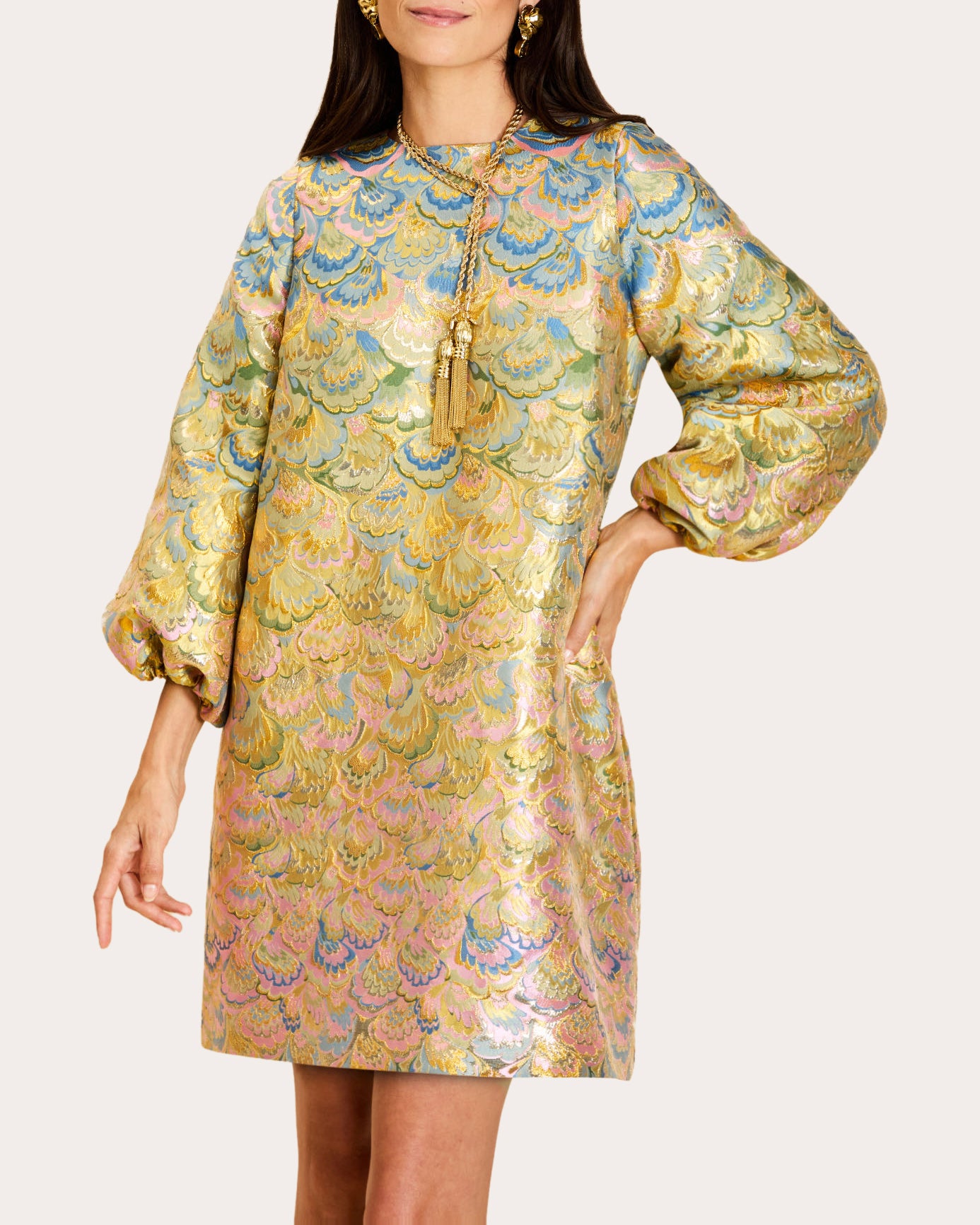 Rosanna Metallic Jacquard Mini Dress