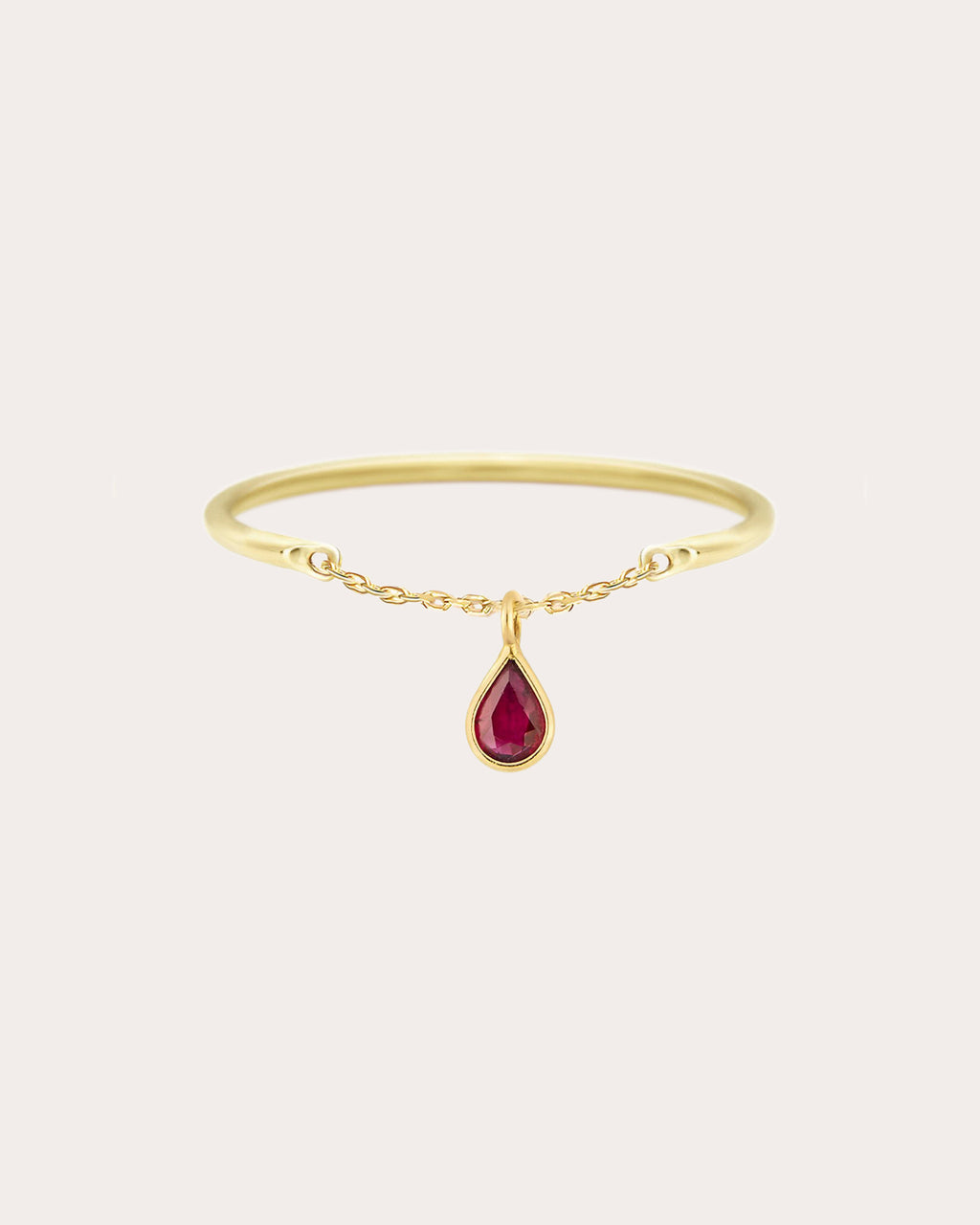 Ruby & 14k Gold Half-Chain Drop Ring
