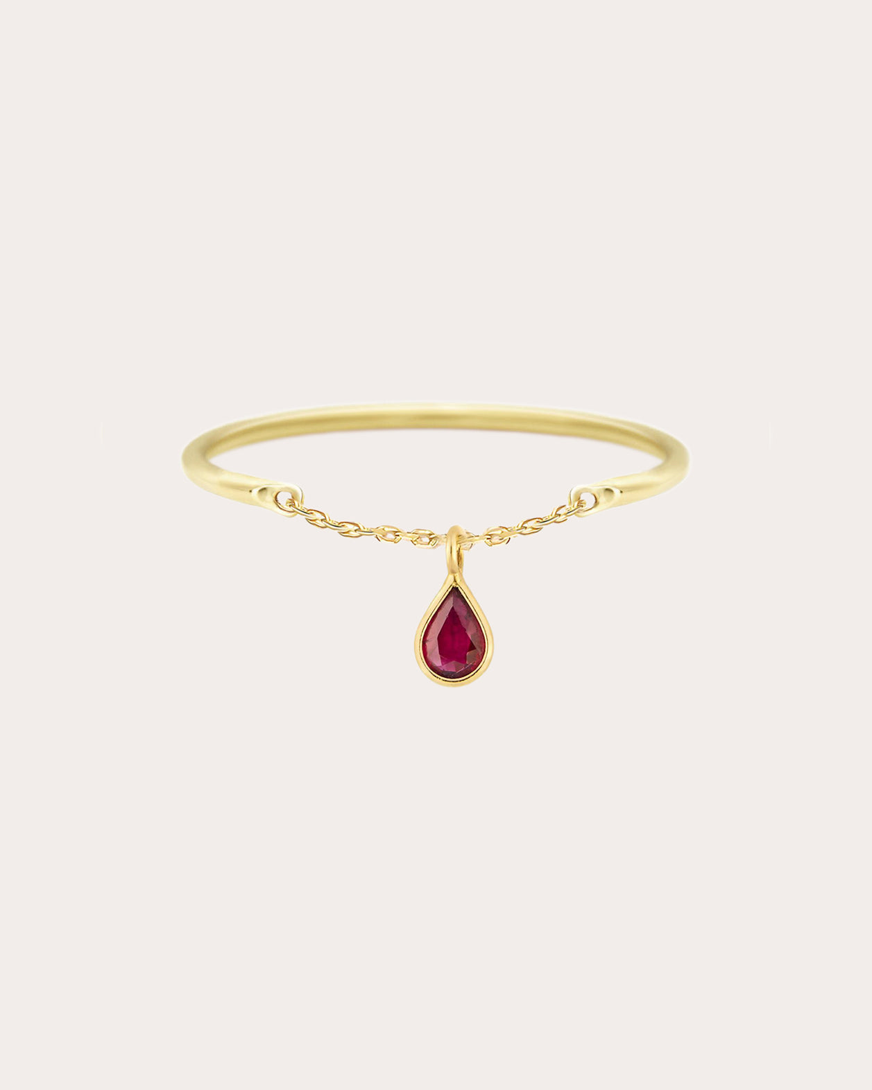 Ruby & 14k Gold Half-Chain Drop Ring